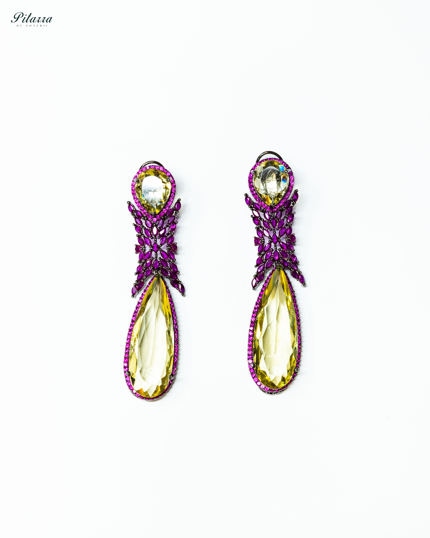 Yellow Stone Contemporary Drop Earrings