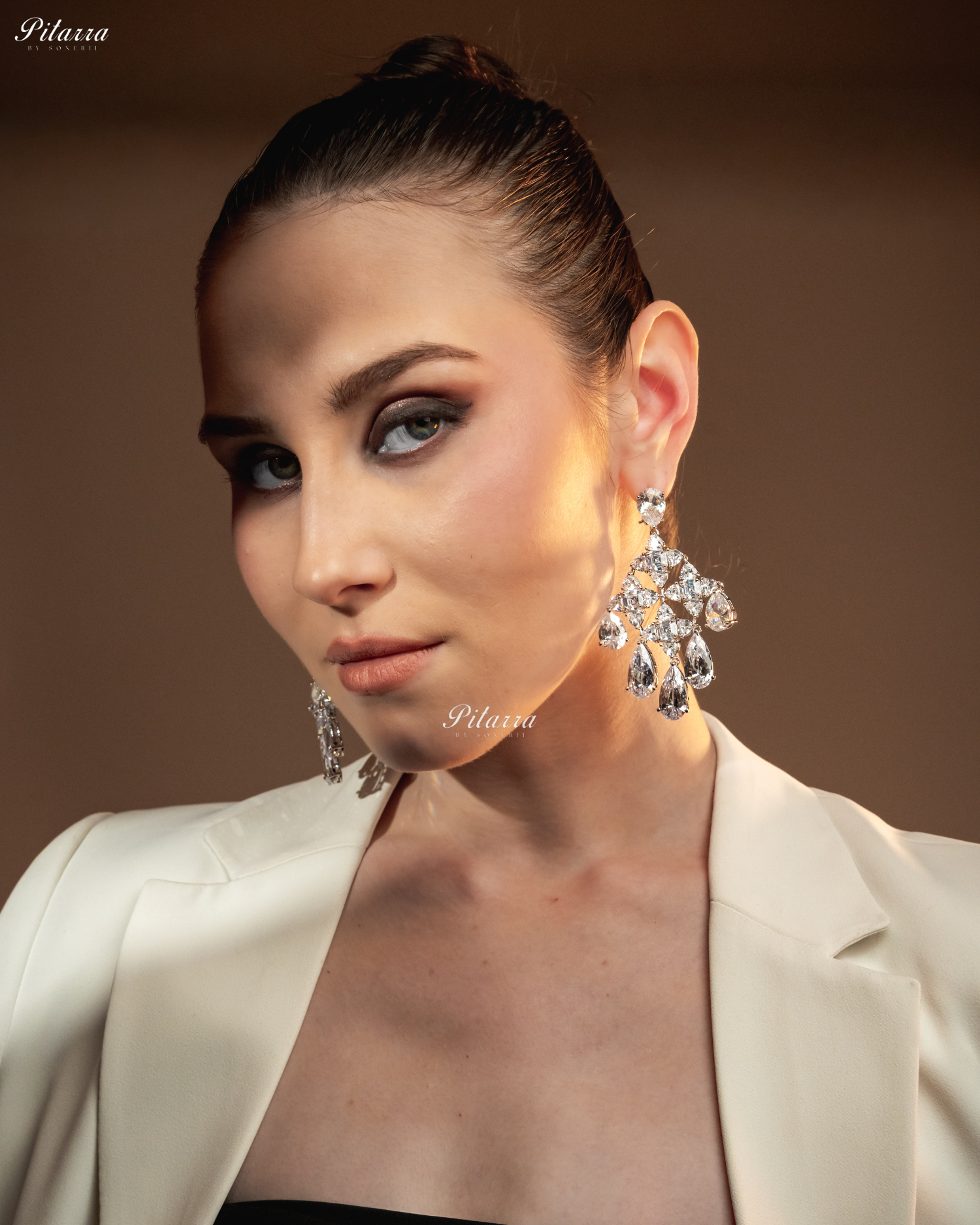 White Luxury Zircon Crystal Dangler Earrings