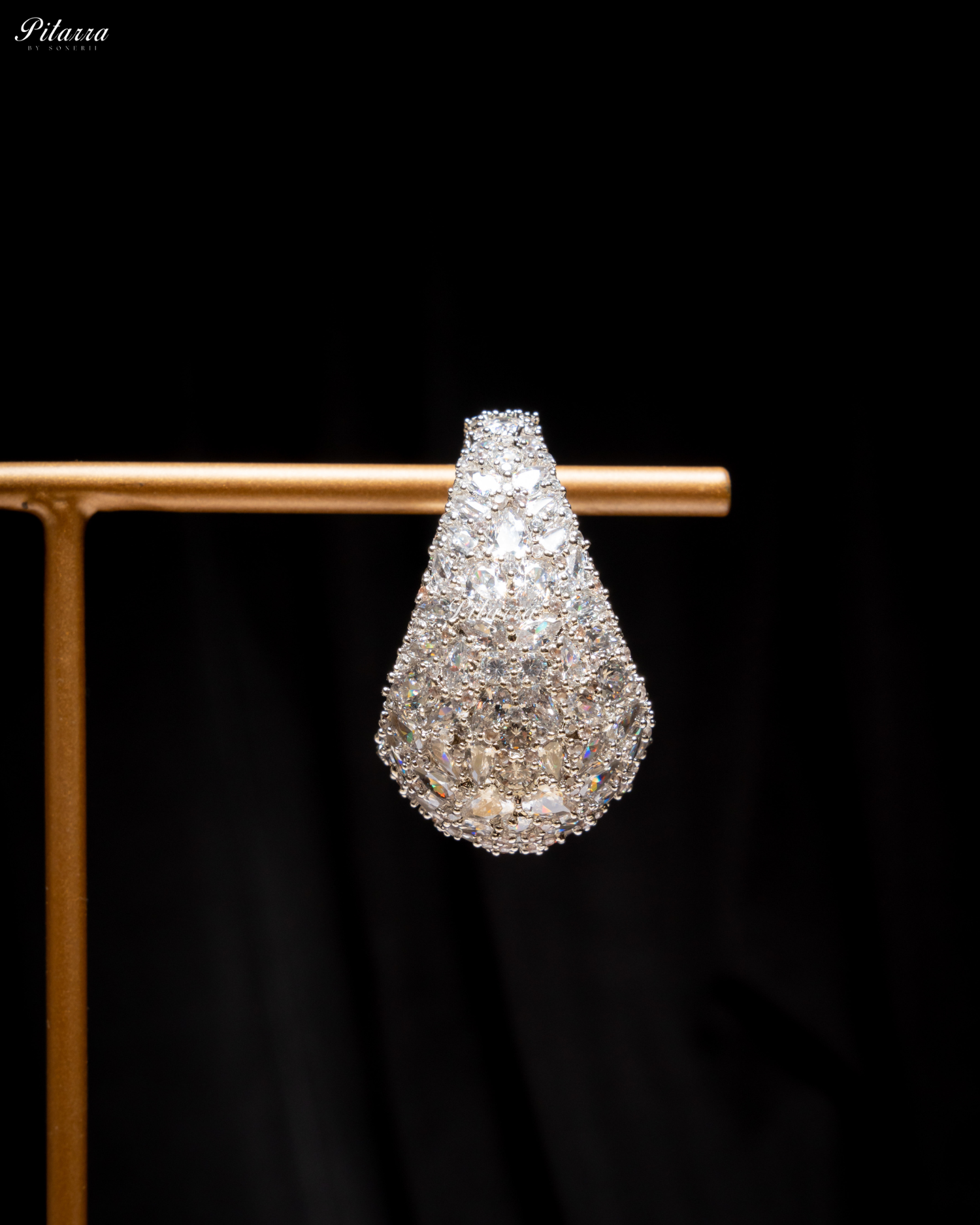 Silver Teardrop CZ Stud Earrings