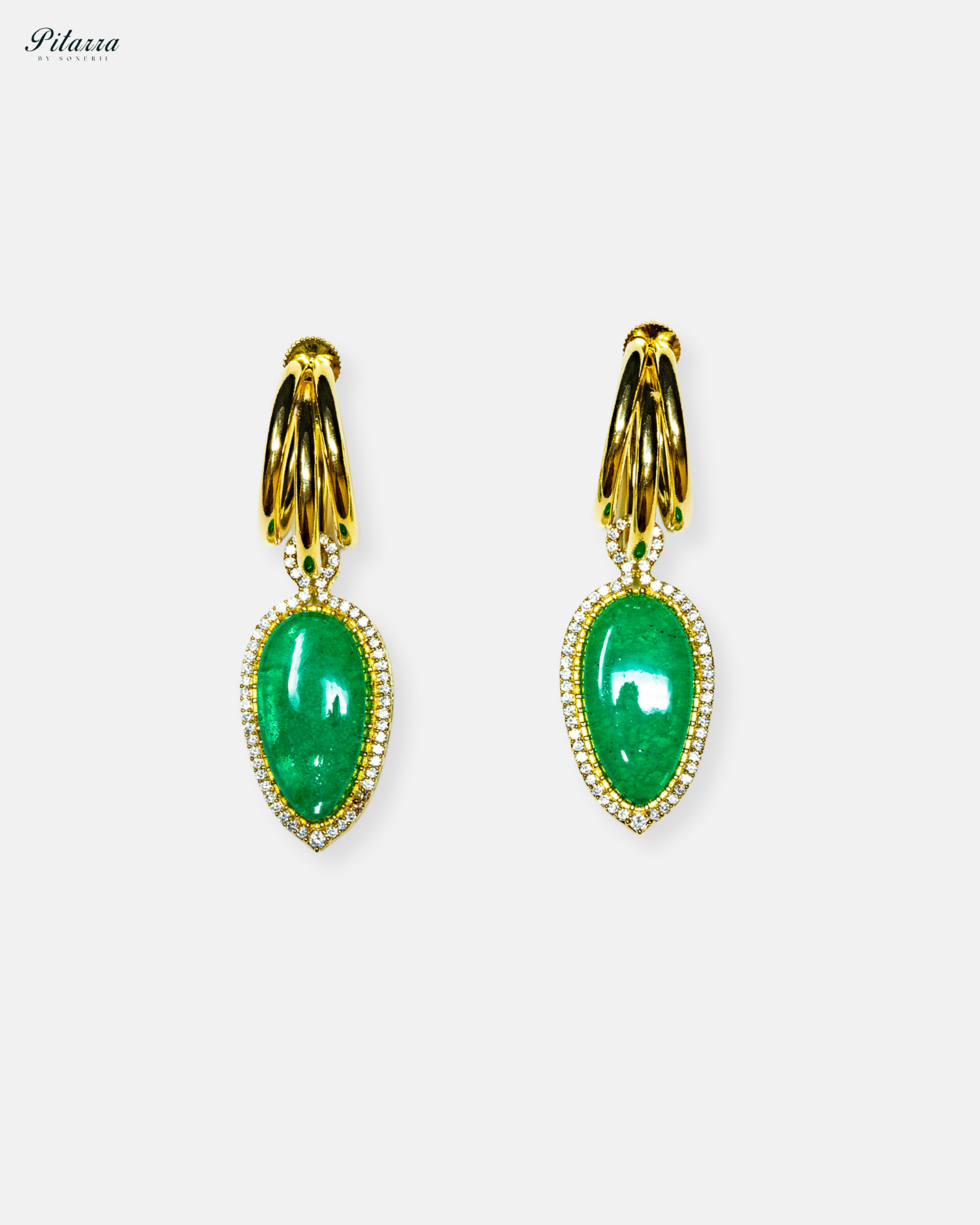 Green Stone Doublet Statement Dangle Earrings