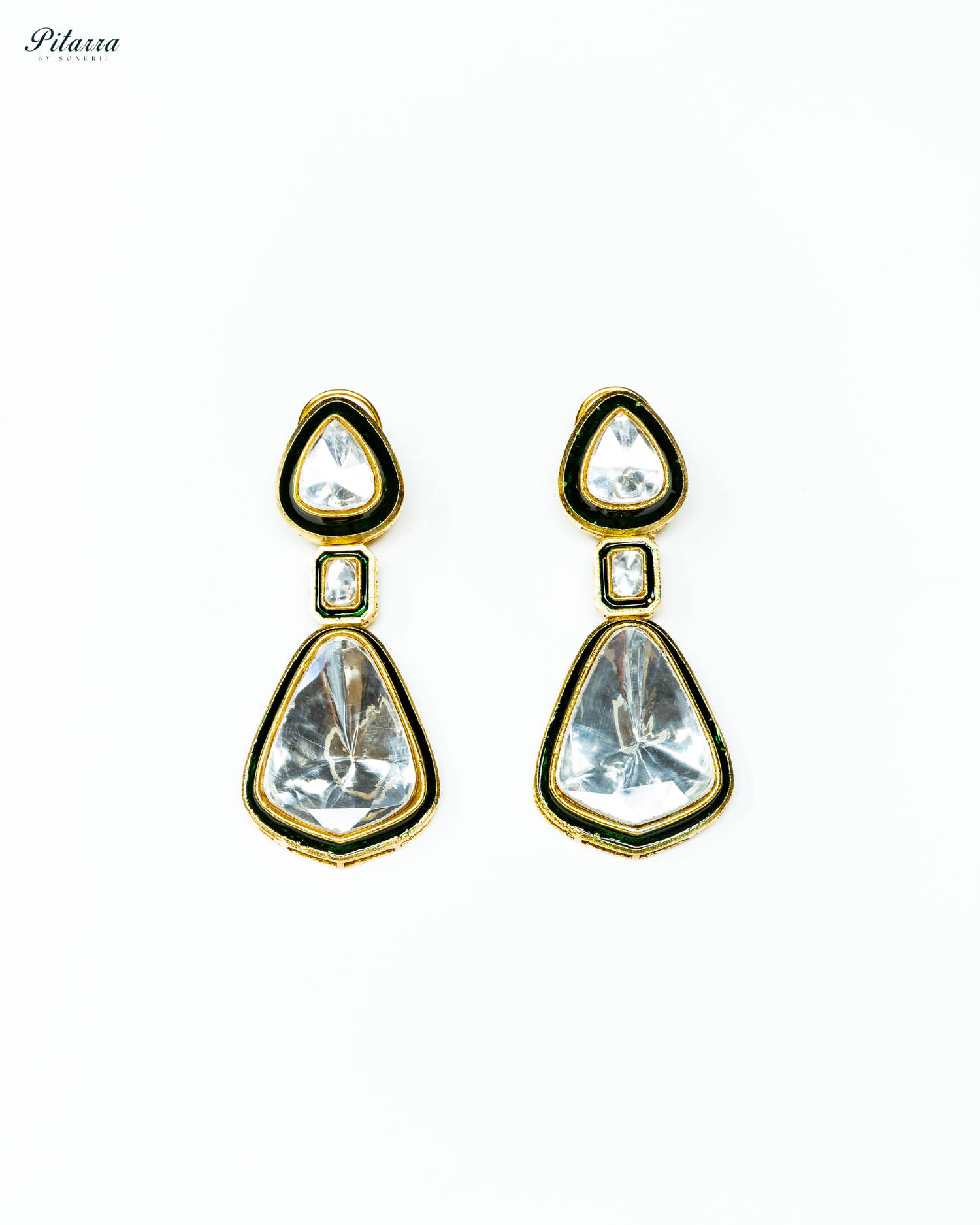 Gold Plated Kundan Meenakar Drop Earrings
