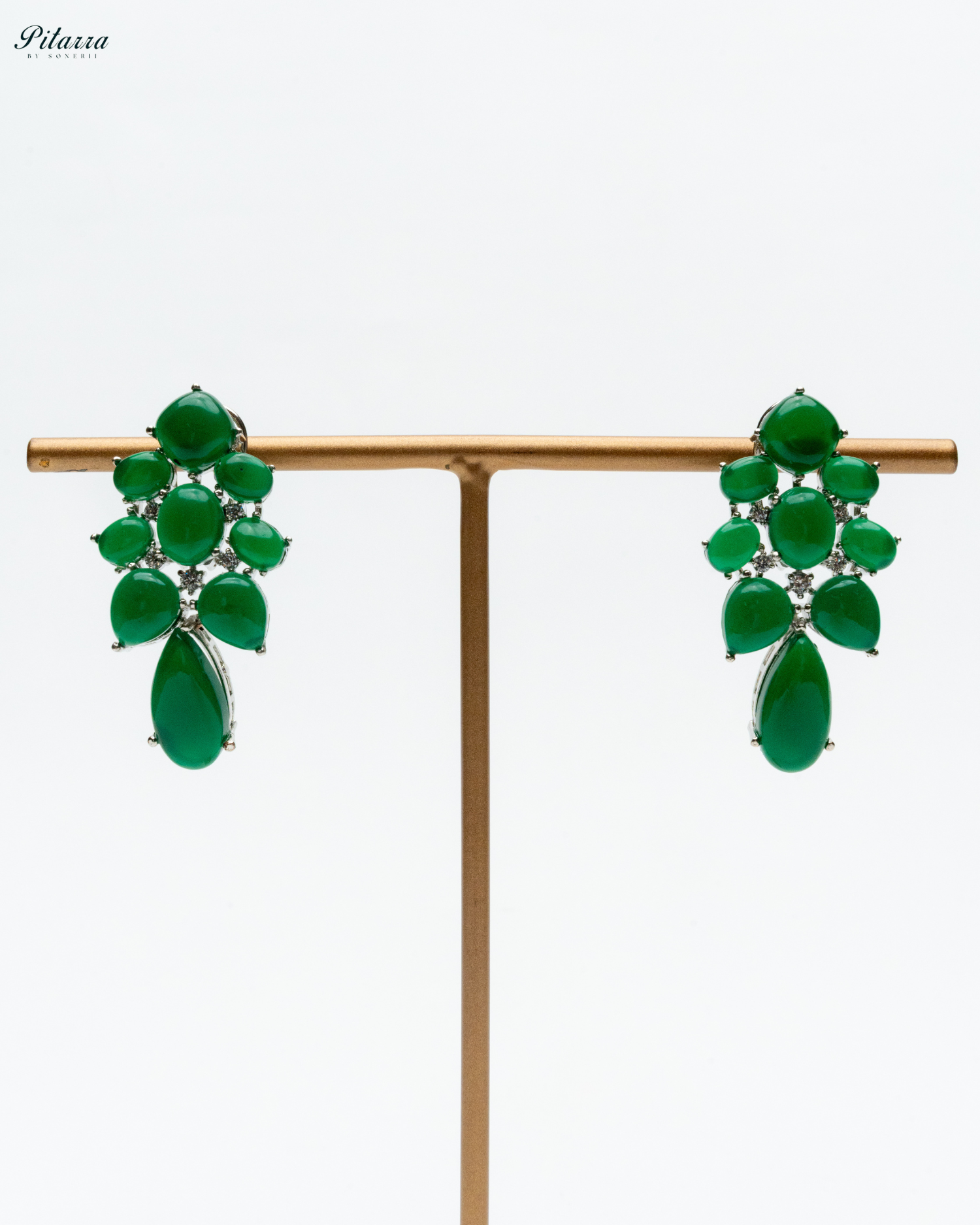 Green Doublet Drop Earrings