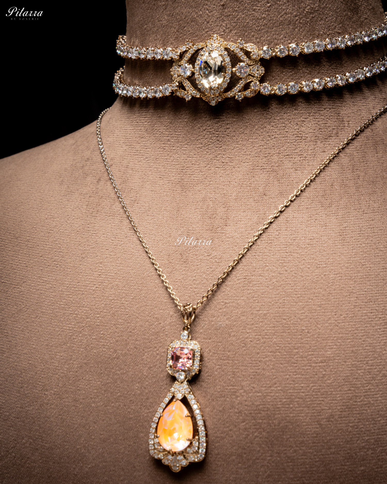 Yellow Stone Layered Zircon Necklace Set