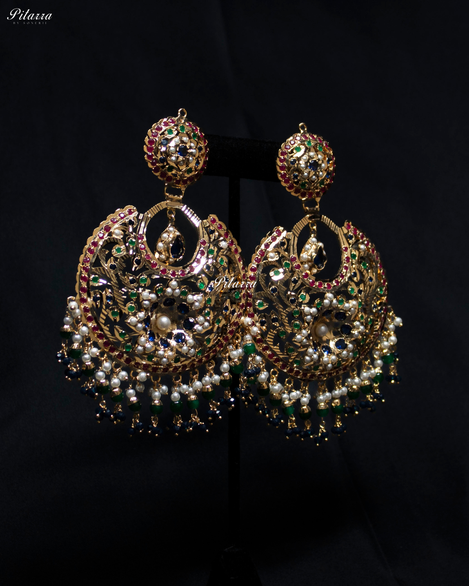 Pink Stone Studded Punjabi Jadau Chandbali Earrings