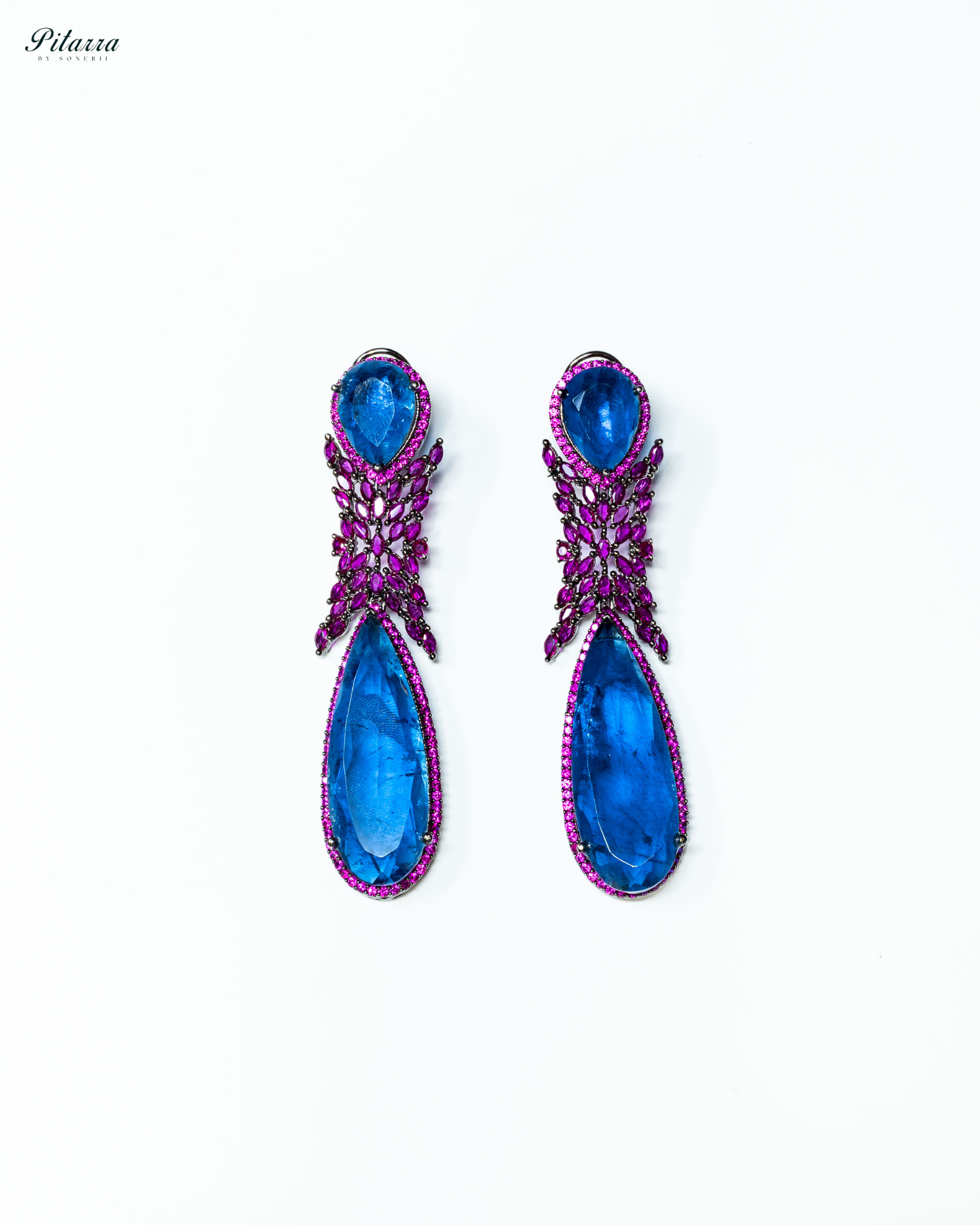 Blue Stone Contemporary Drop Earrings