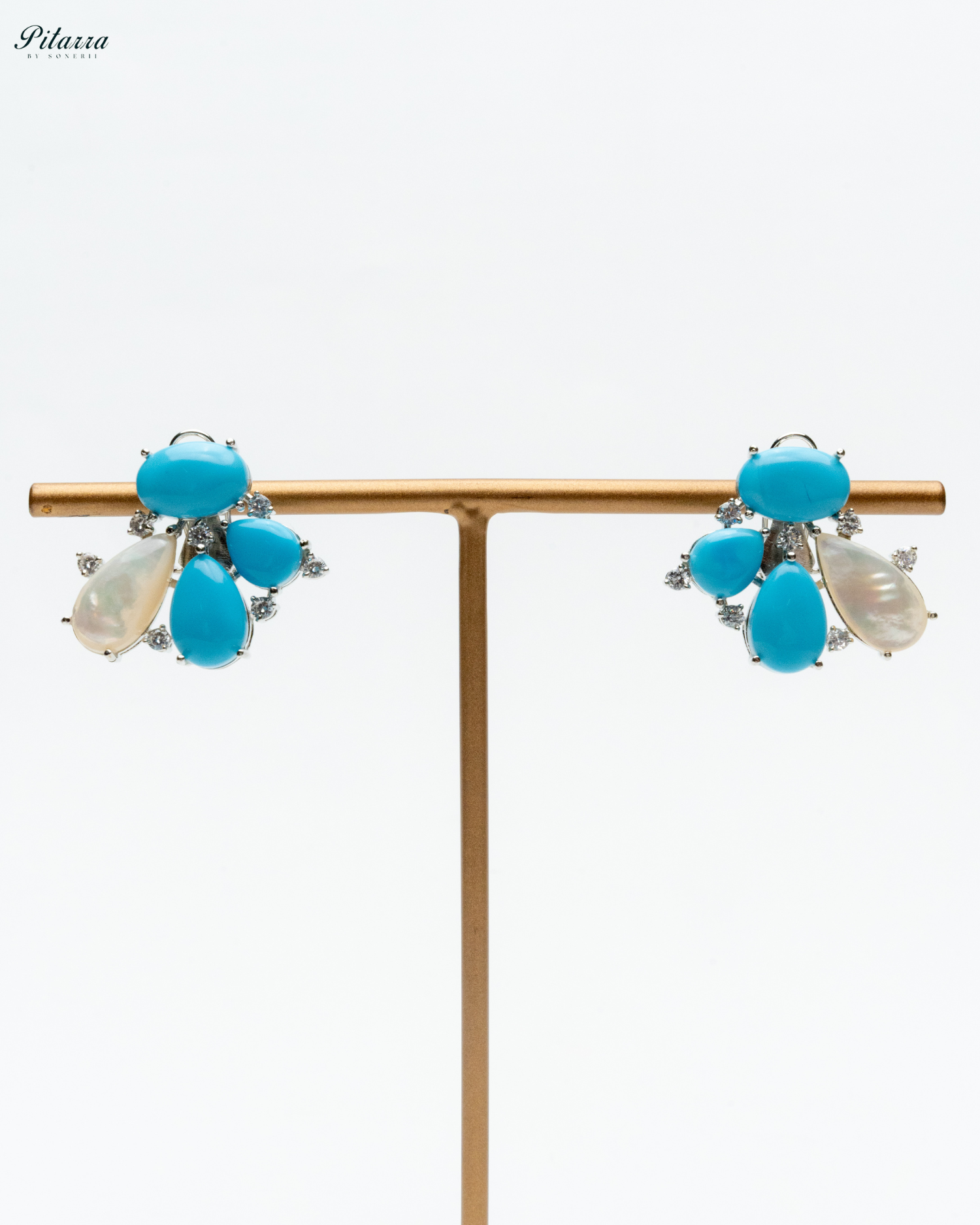 Silver Turquoise Stone Stud Earrings