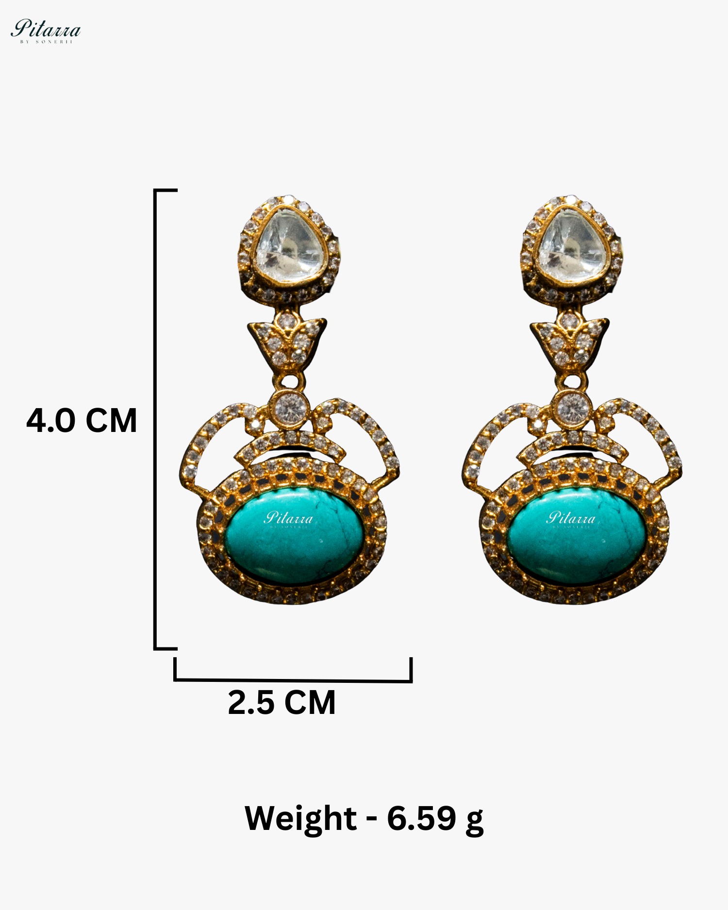 Pitarra Turquoise Blue Stones Moissanite Kundan Necklace Set