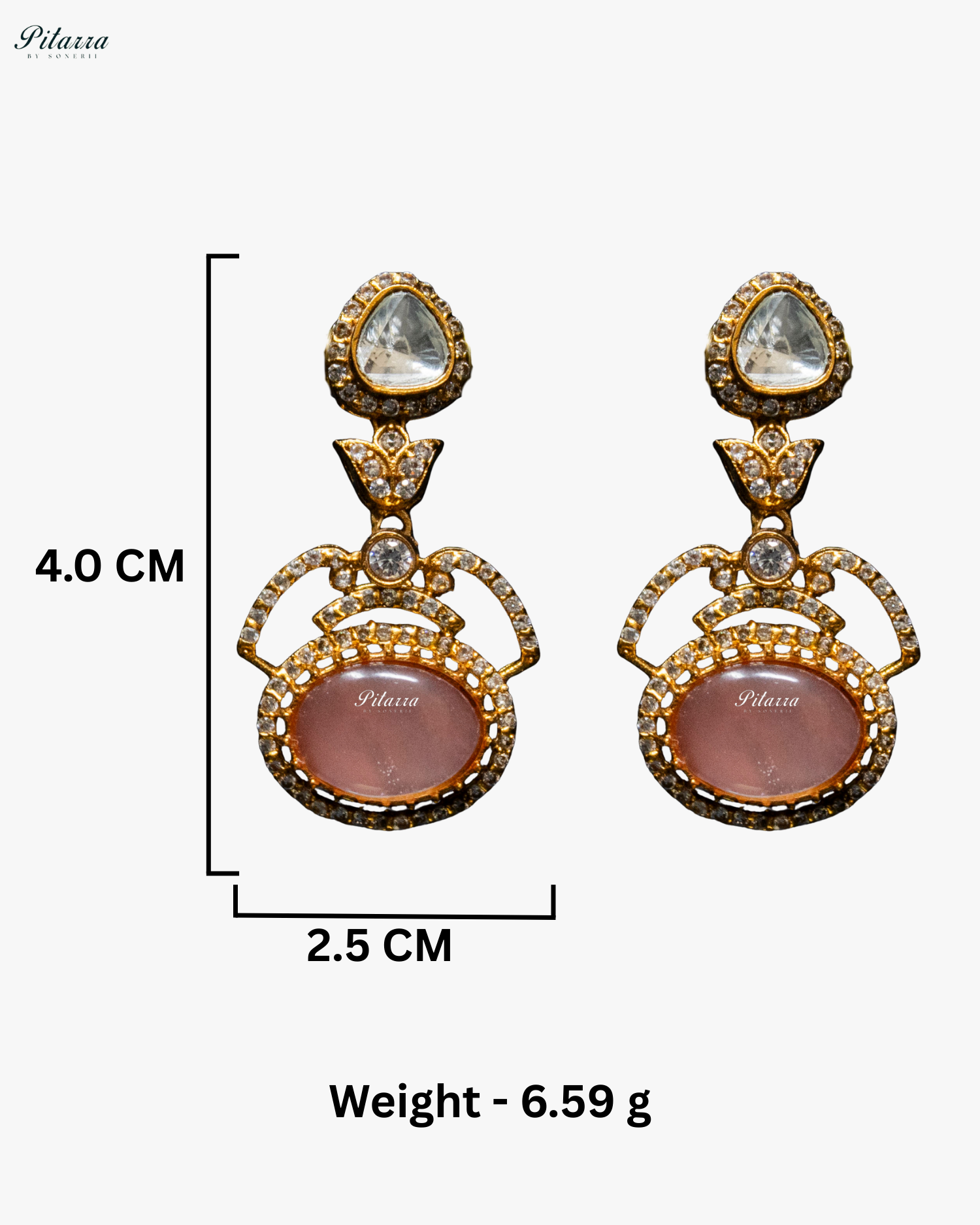 Pitarra Pink Stones Moissanite Kundan Necklace Set