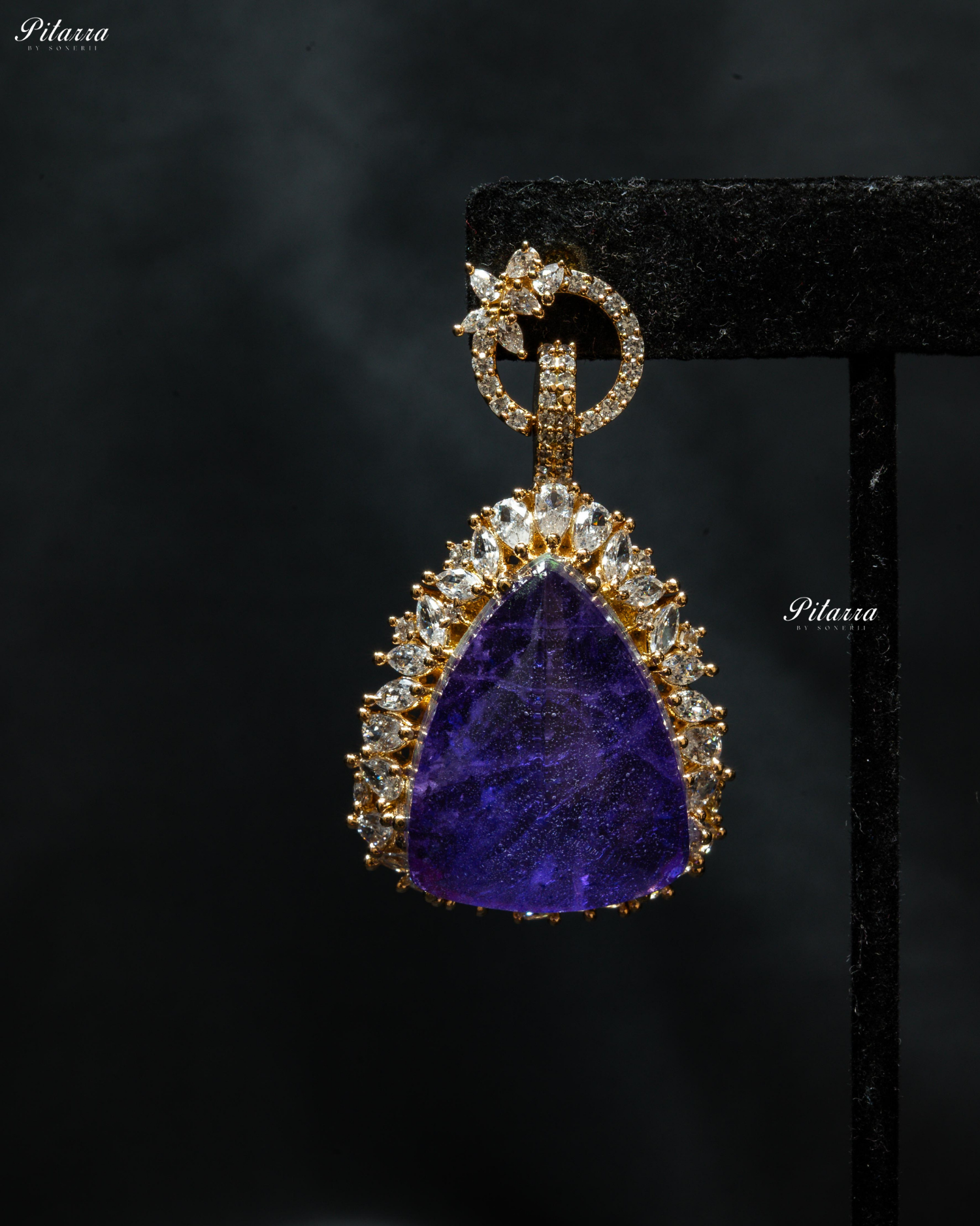 Golden Multilayered Blue Stone Statement Pendant Chain Choker