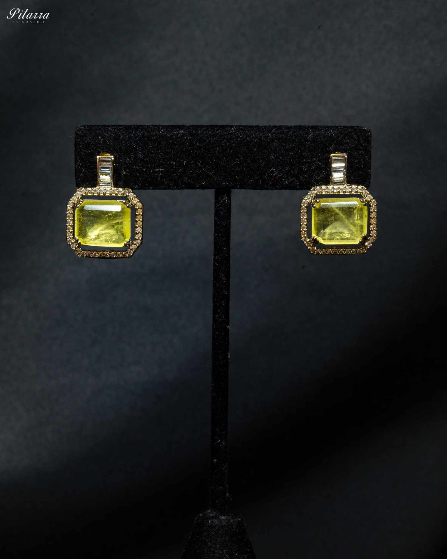 Yellow Stone Doublet CZ Crystal Necklace Set