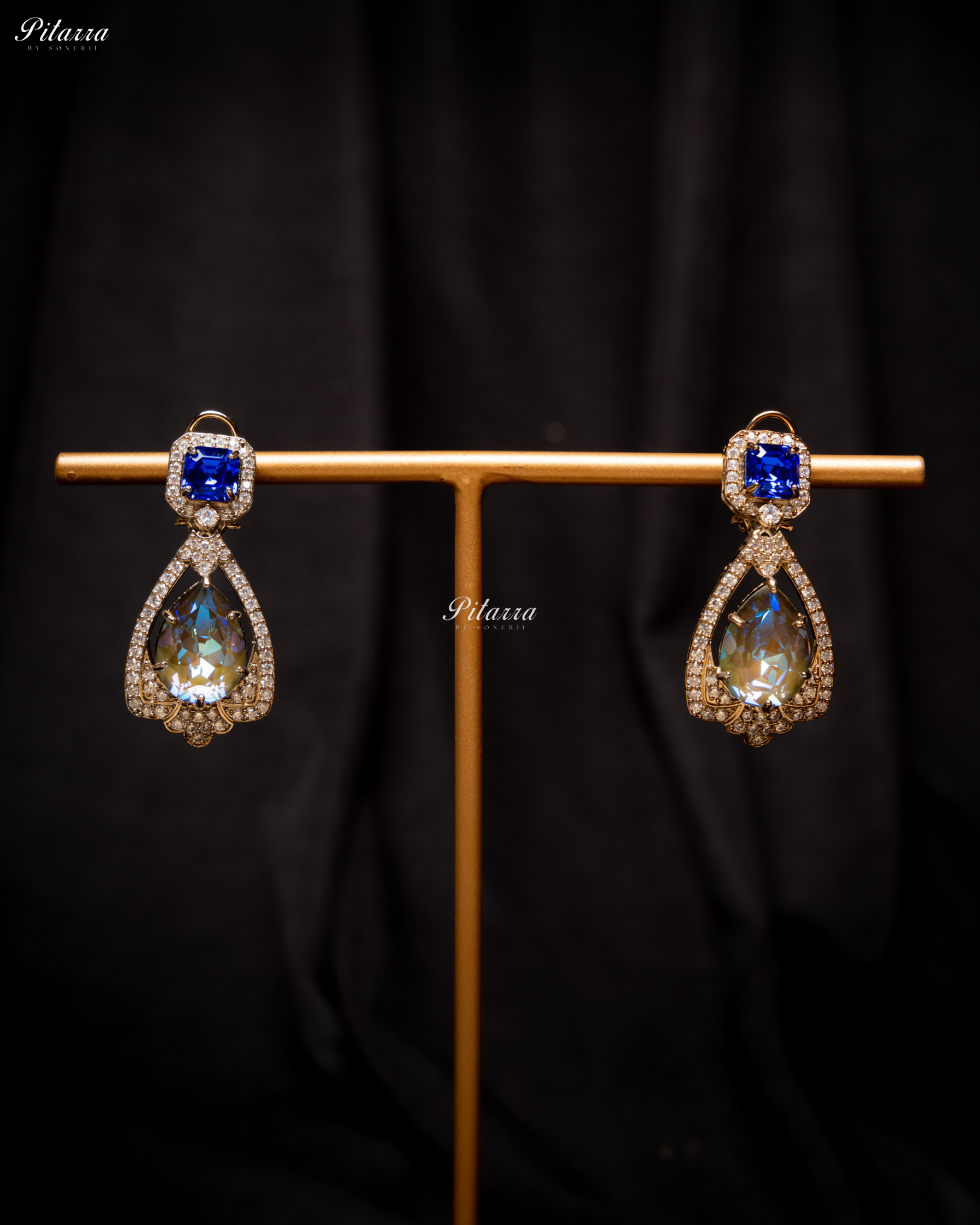 Blue Stone Layered Zircon Necklace Set