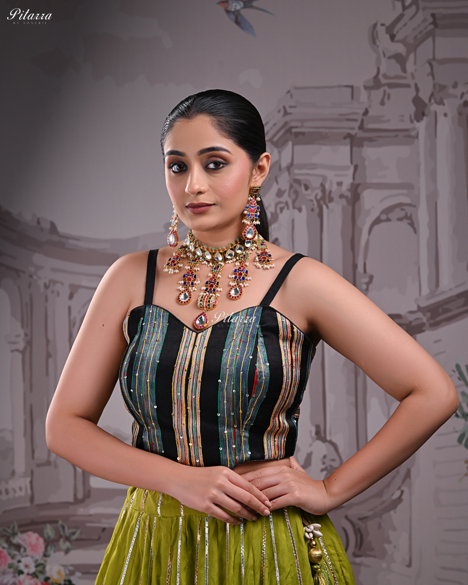 Multicolor Handcrafted Pachi Kundan Necklace Set