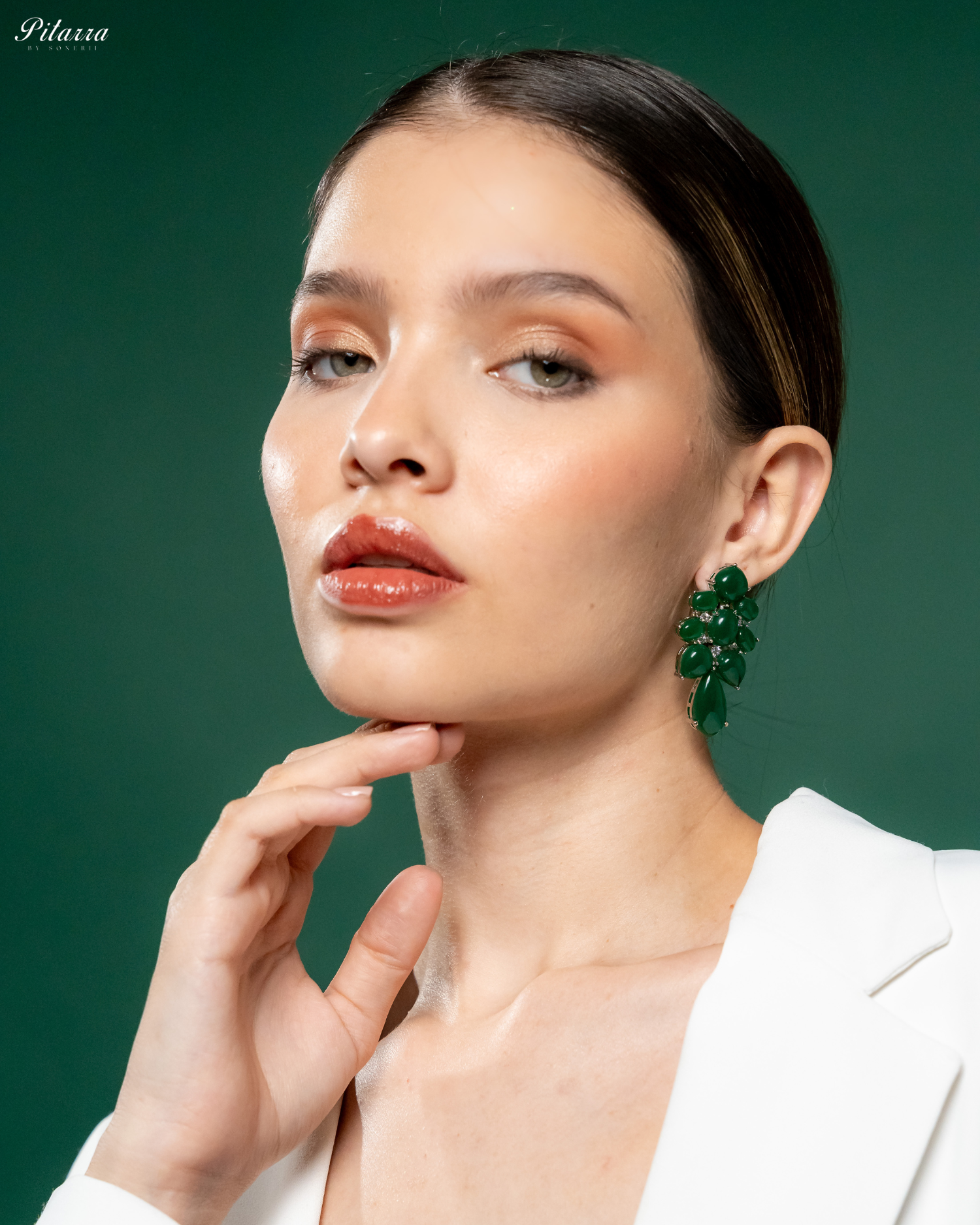Green Doublet Drop Earrings