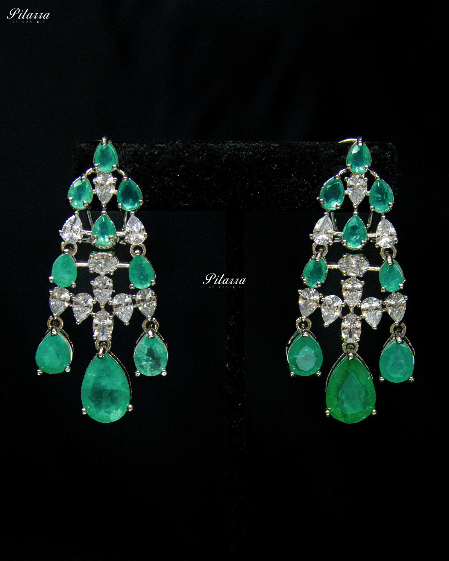 Five Layer Green CZ Stone Studded Crystal Necklace Set