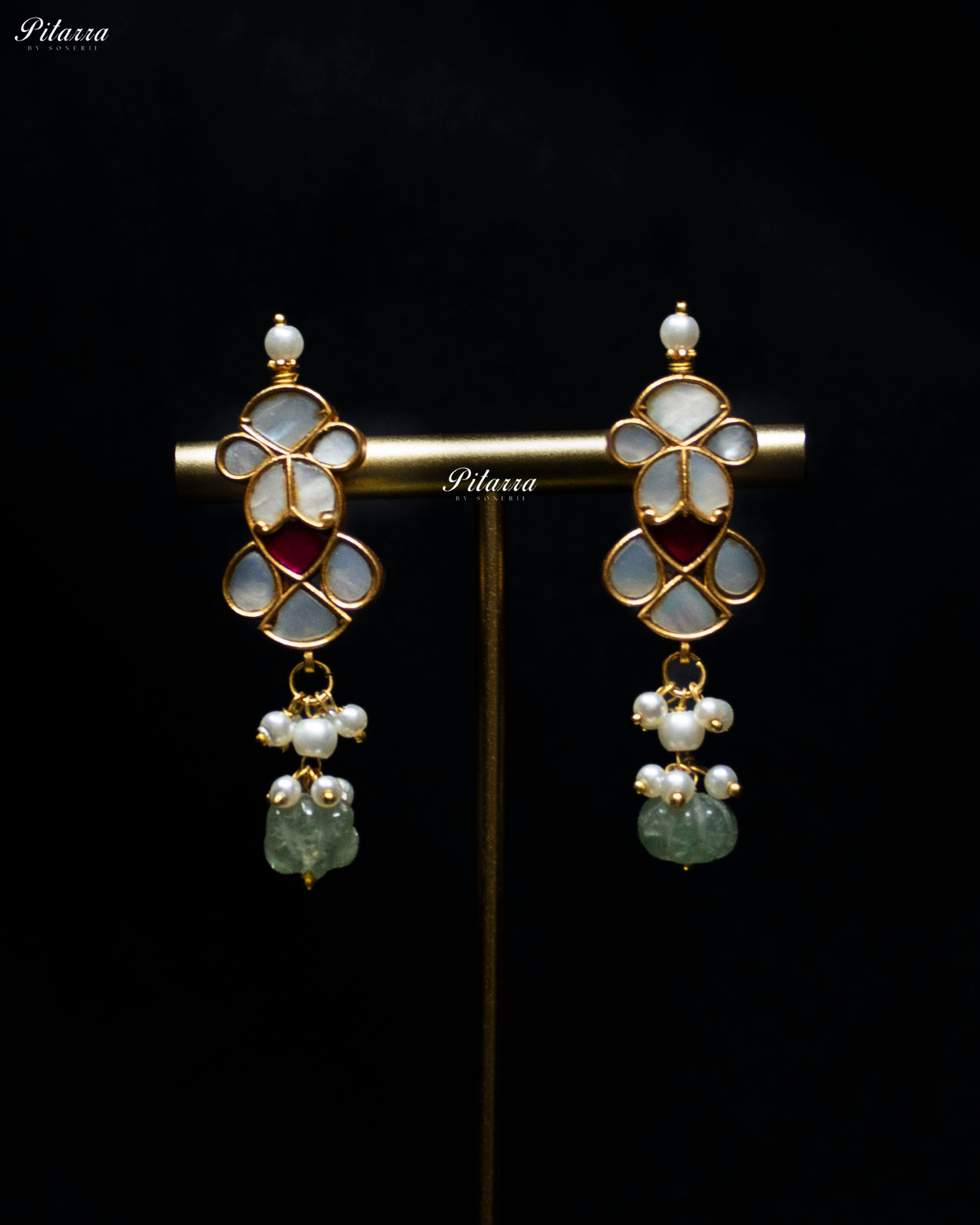 Green Beads Pink Line Traditional Kundan Choker Set