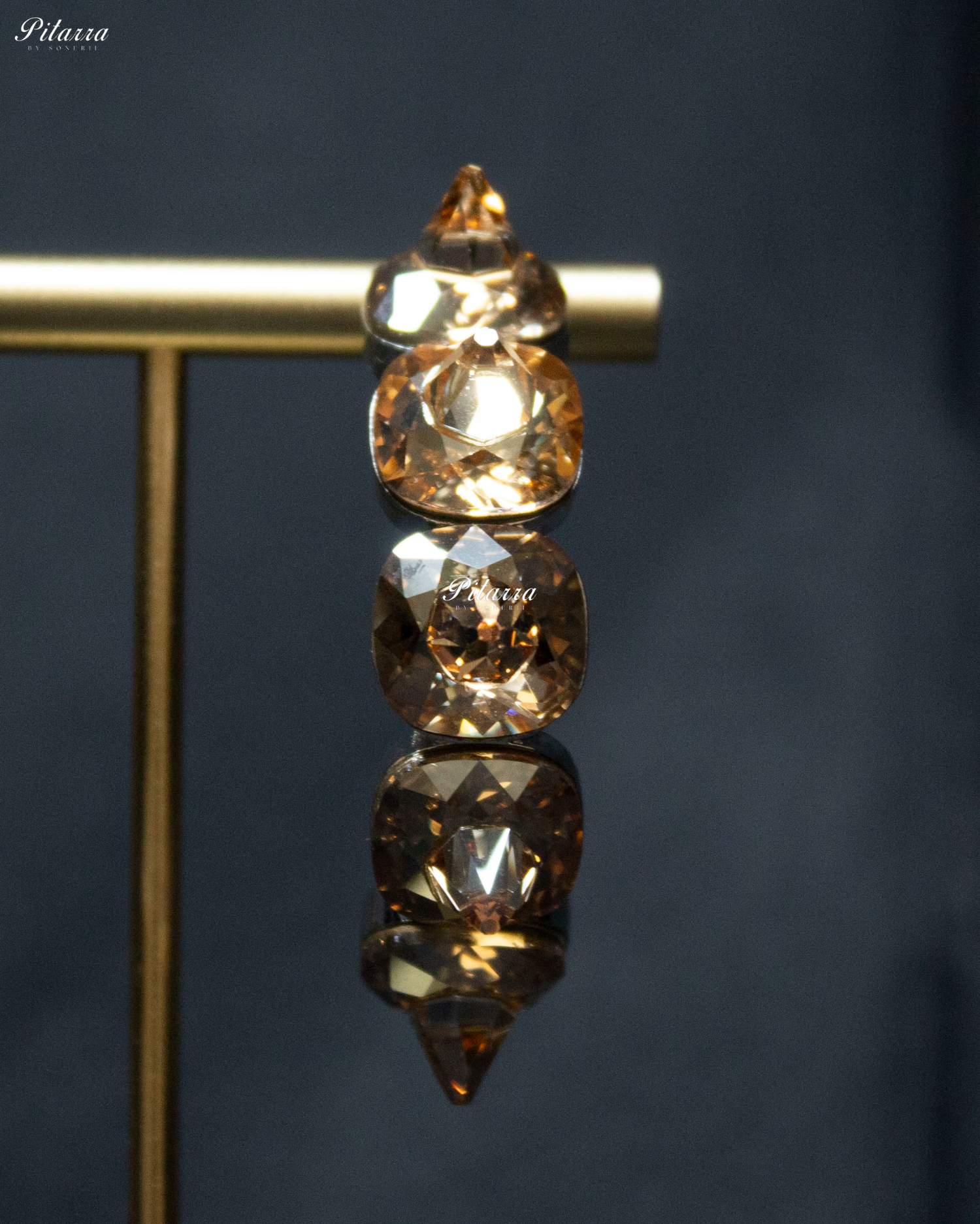 Yellow Stone Pyramid Cut Crystal Dangle Earrings