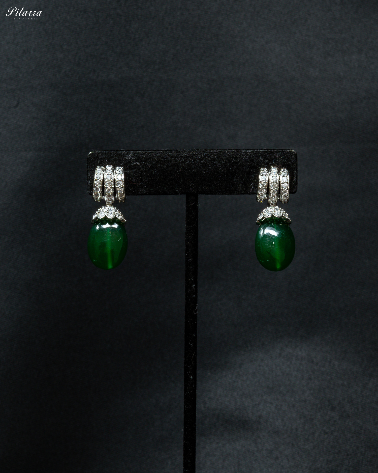 Emerald Green Drop Pearl Necklace Set