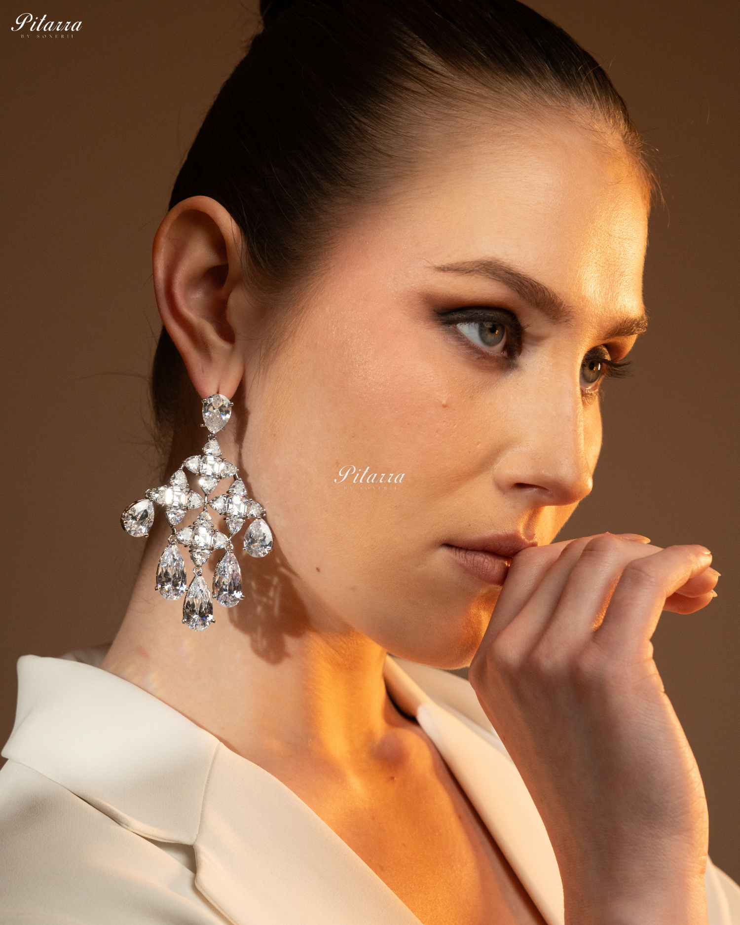 White Luxury Zircon Crystal Dangler Earrings