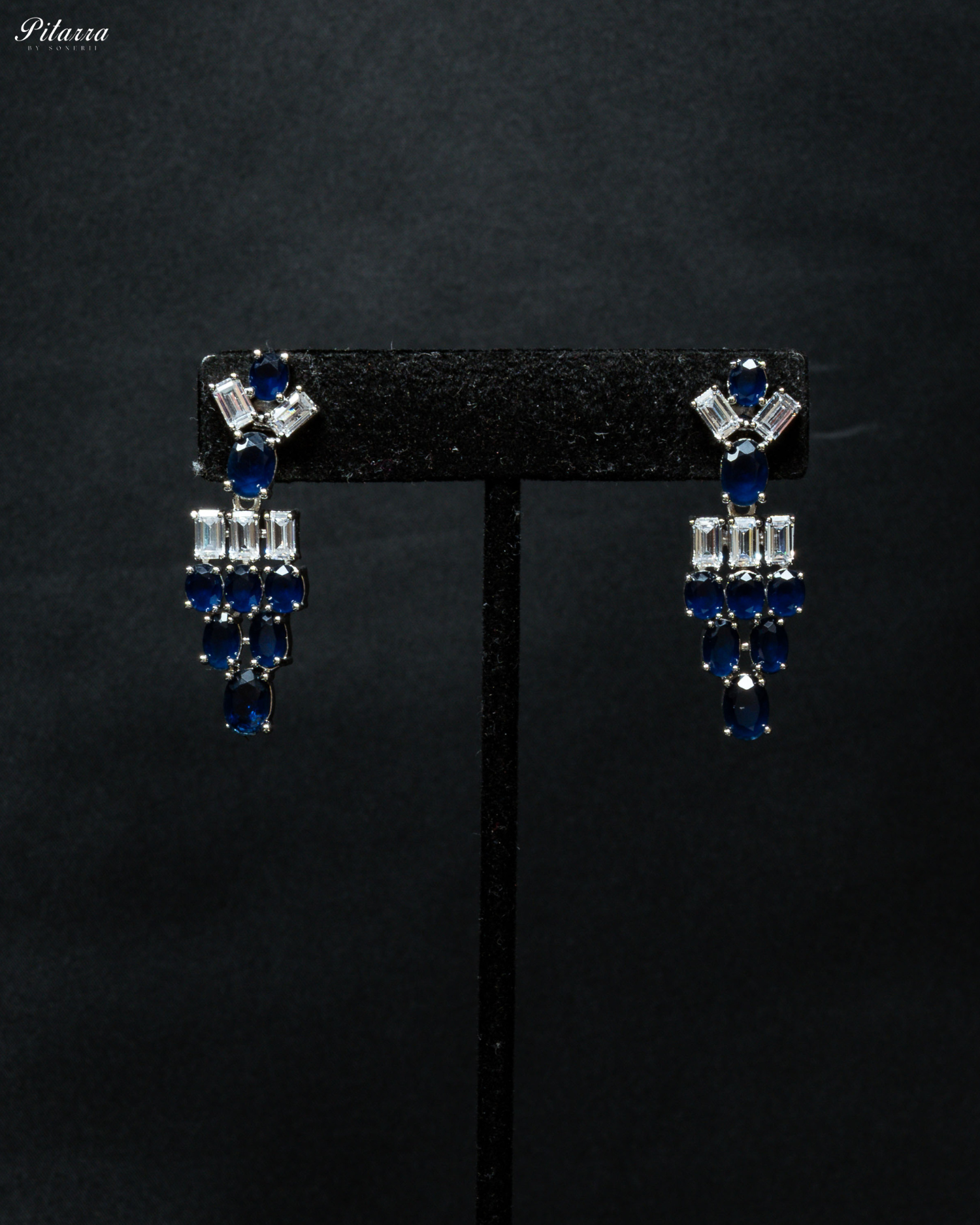 Blue Silver CZ Necklace Set
