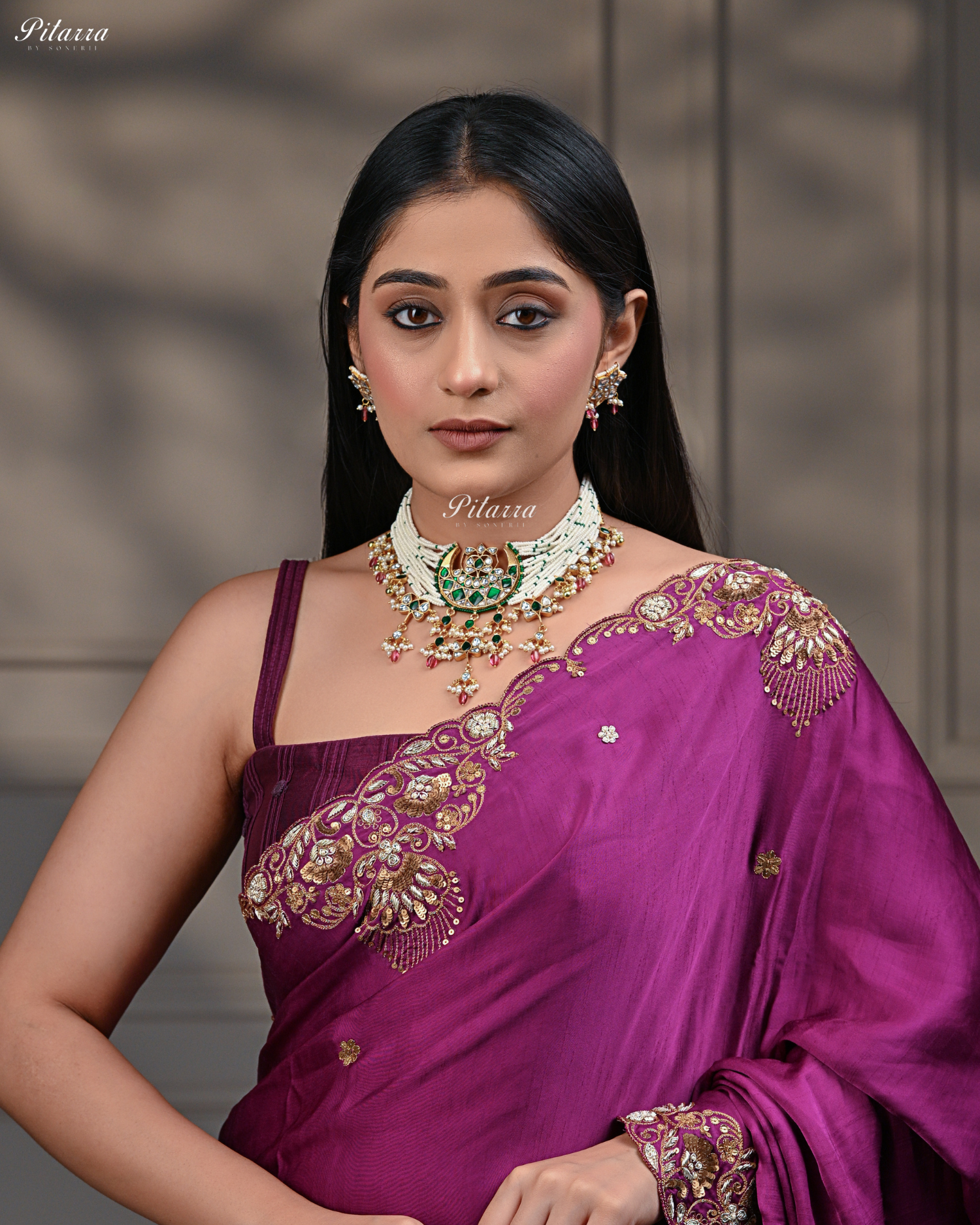 Green Moon Pachi Pink Kundan Choker Set