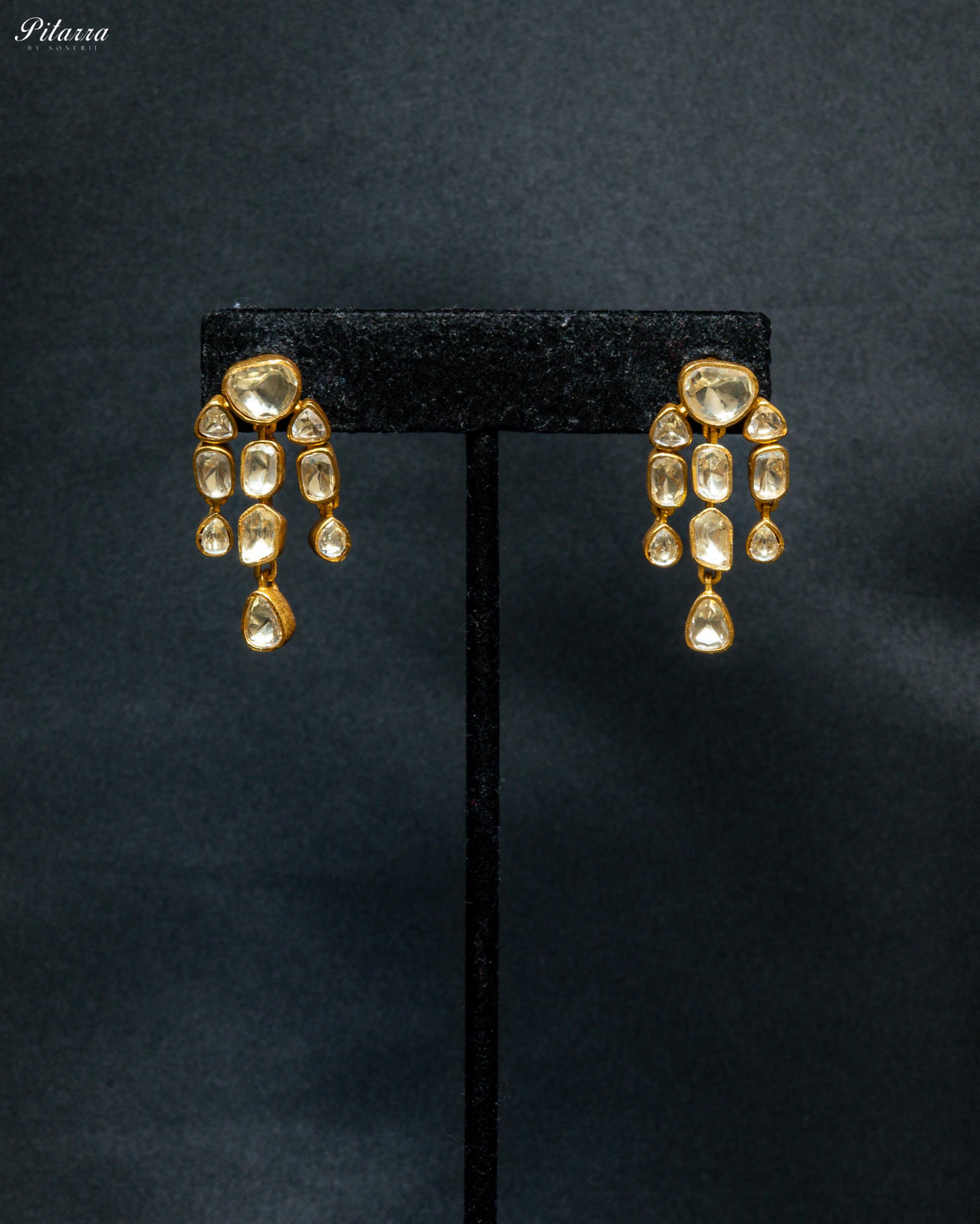 Gold Finish Three Layer Traditional Kundan Necklace Set