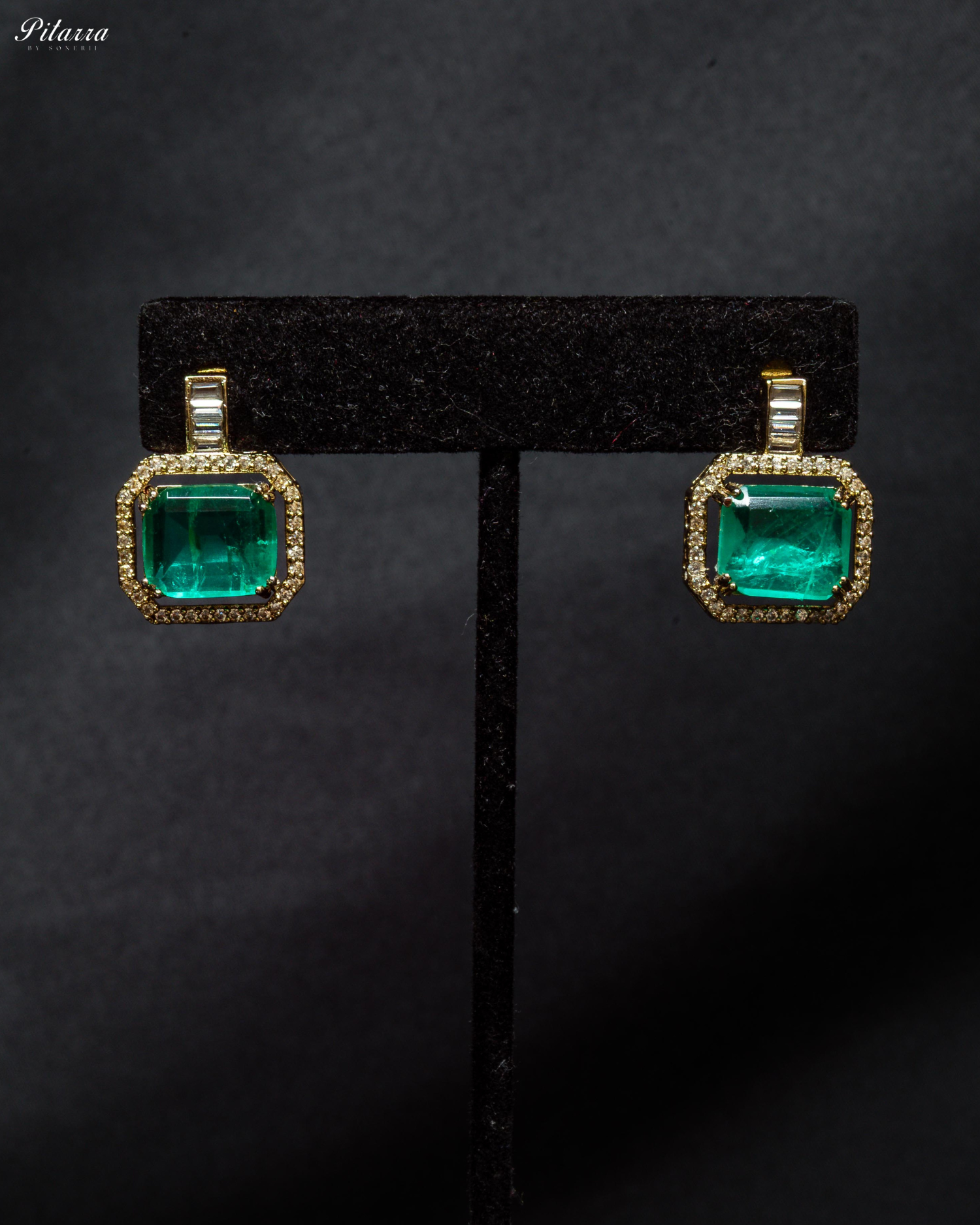 Green Stone Doublet CZ Crystal Necklace Set