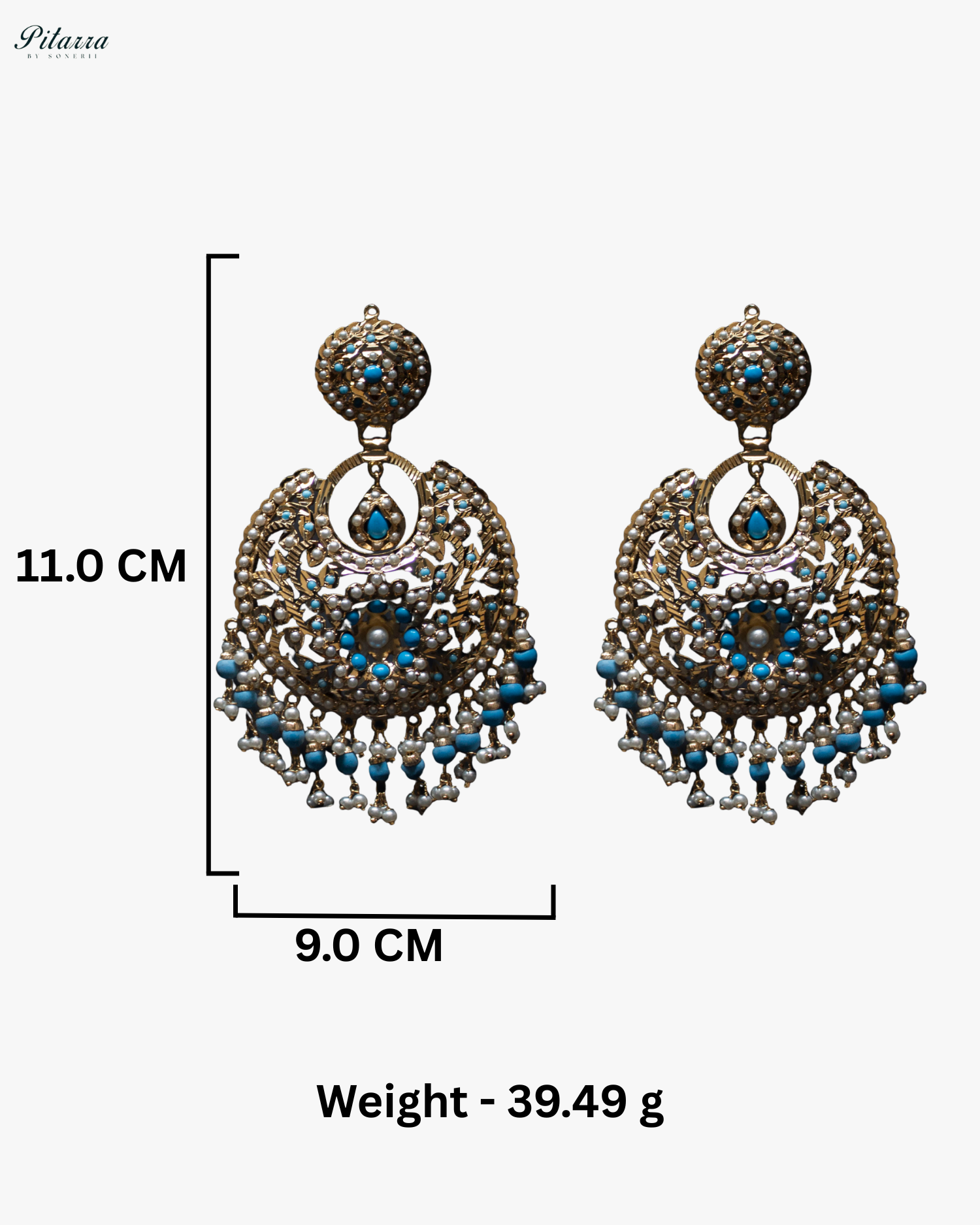 Turquoise Blue Stone Studded Punjabi Jadau Chandbali Earrings