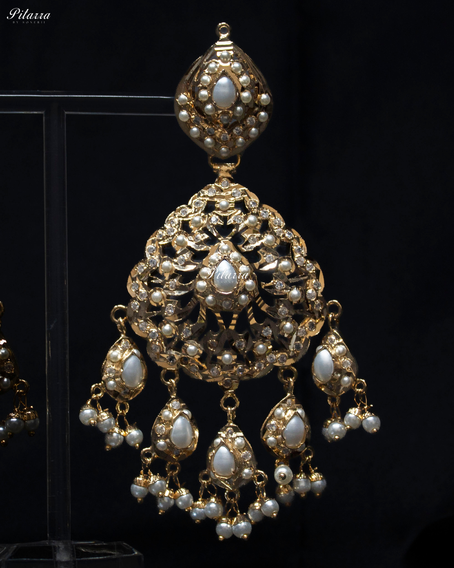 White Studed Handcrafted Chandbali Earrings