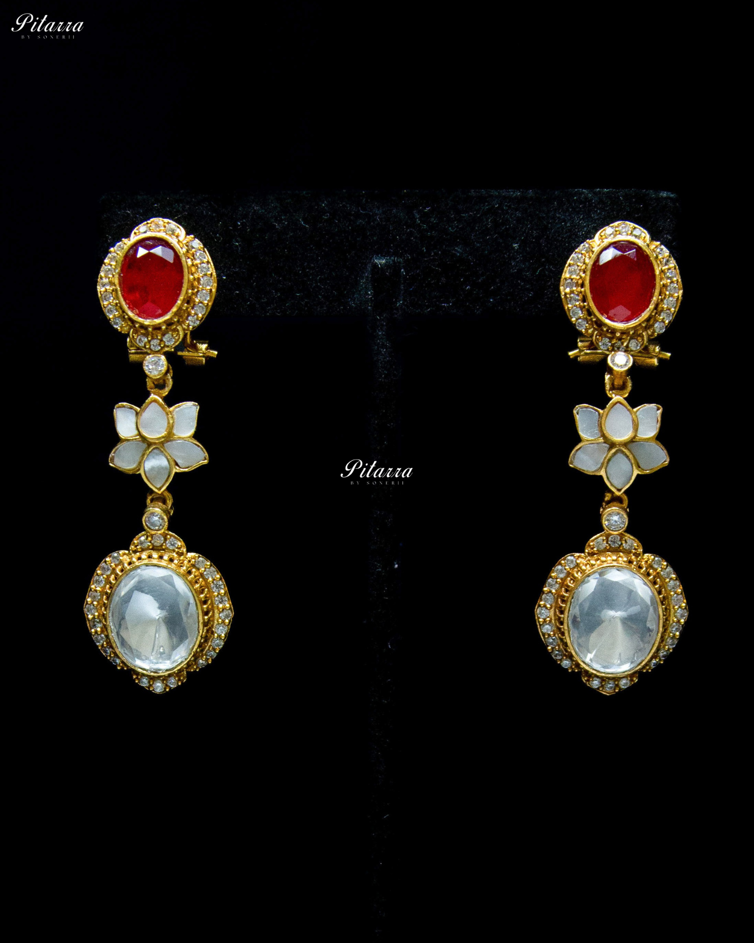 White Flora Ruby Stone Kundan Choker Set