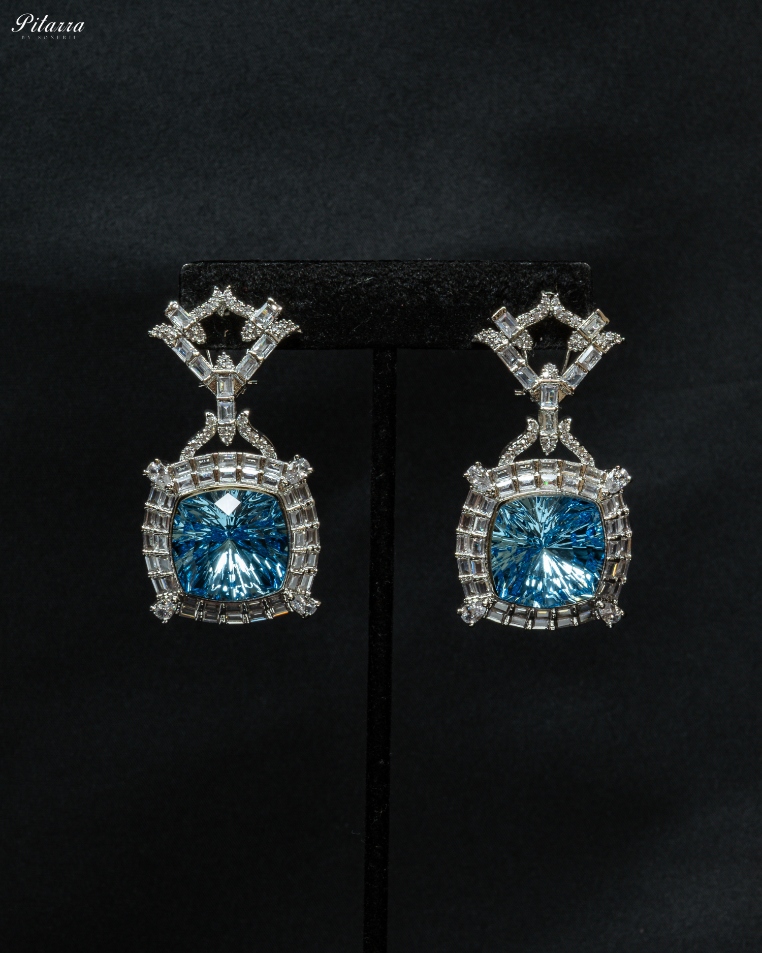 Multicolor Finish Blue Stone Zircon Long Necklace Set