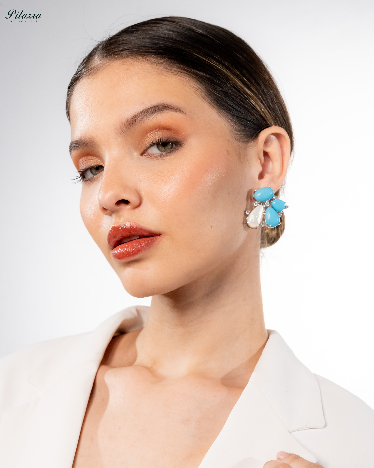 Silver Turquoise Stone Stud Earrings