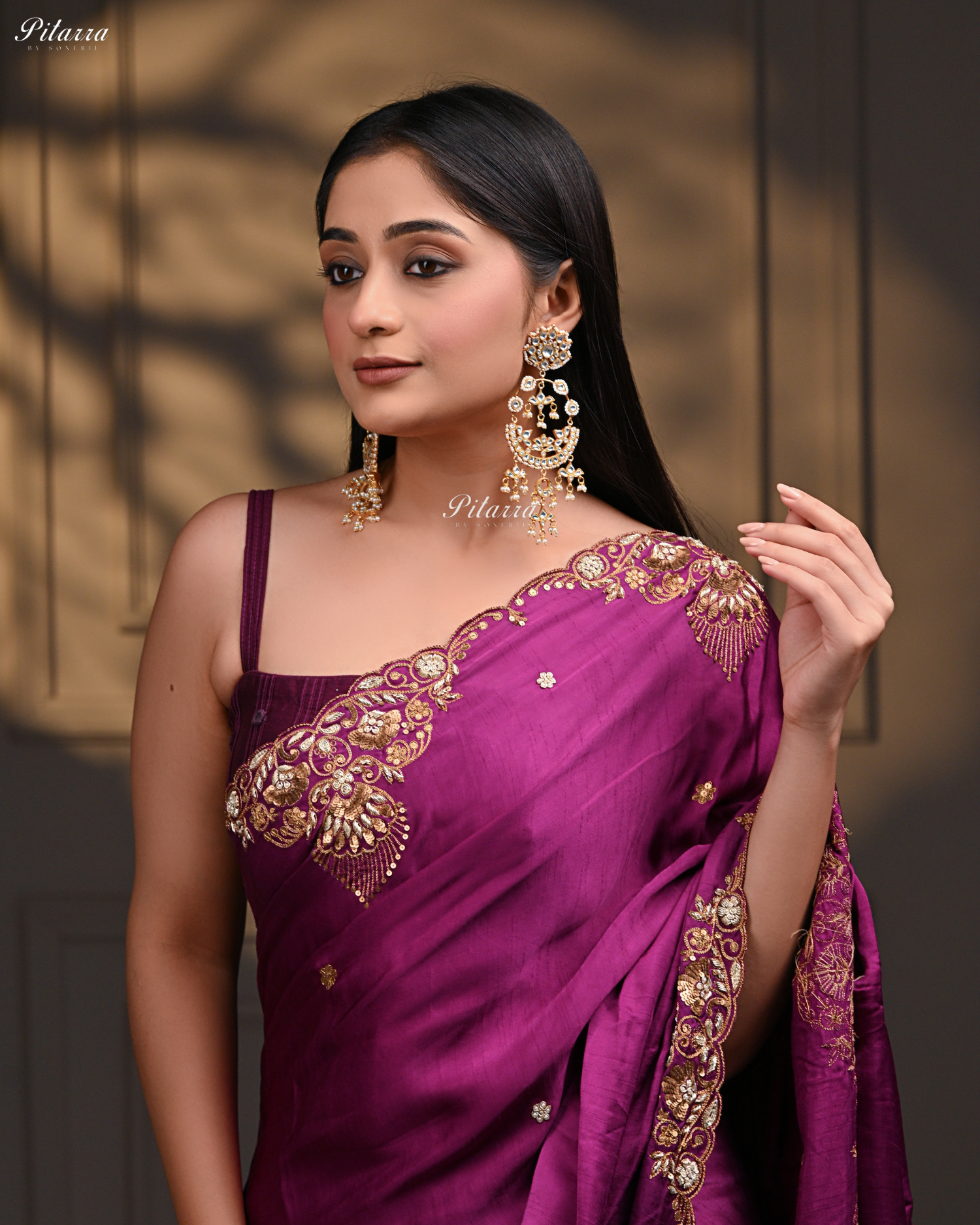 White Colour Gold Plated Kundan Chandbali Earrings