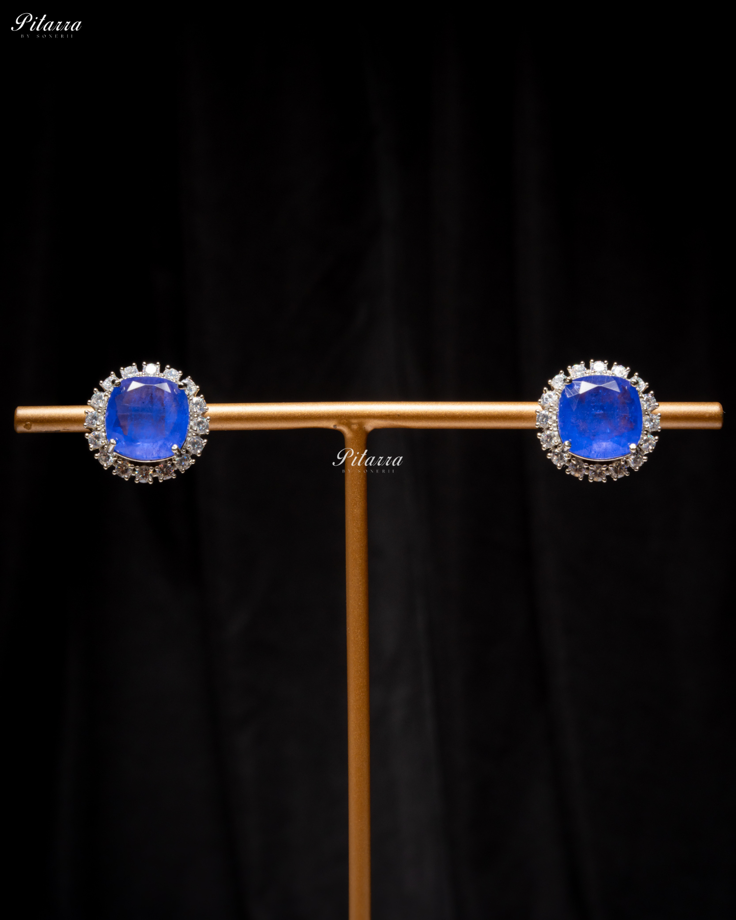 Blue Stone Cubic Zirconia Silver Necklace Set