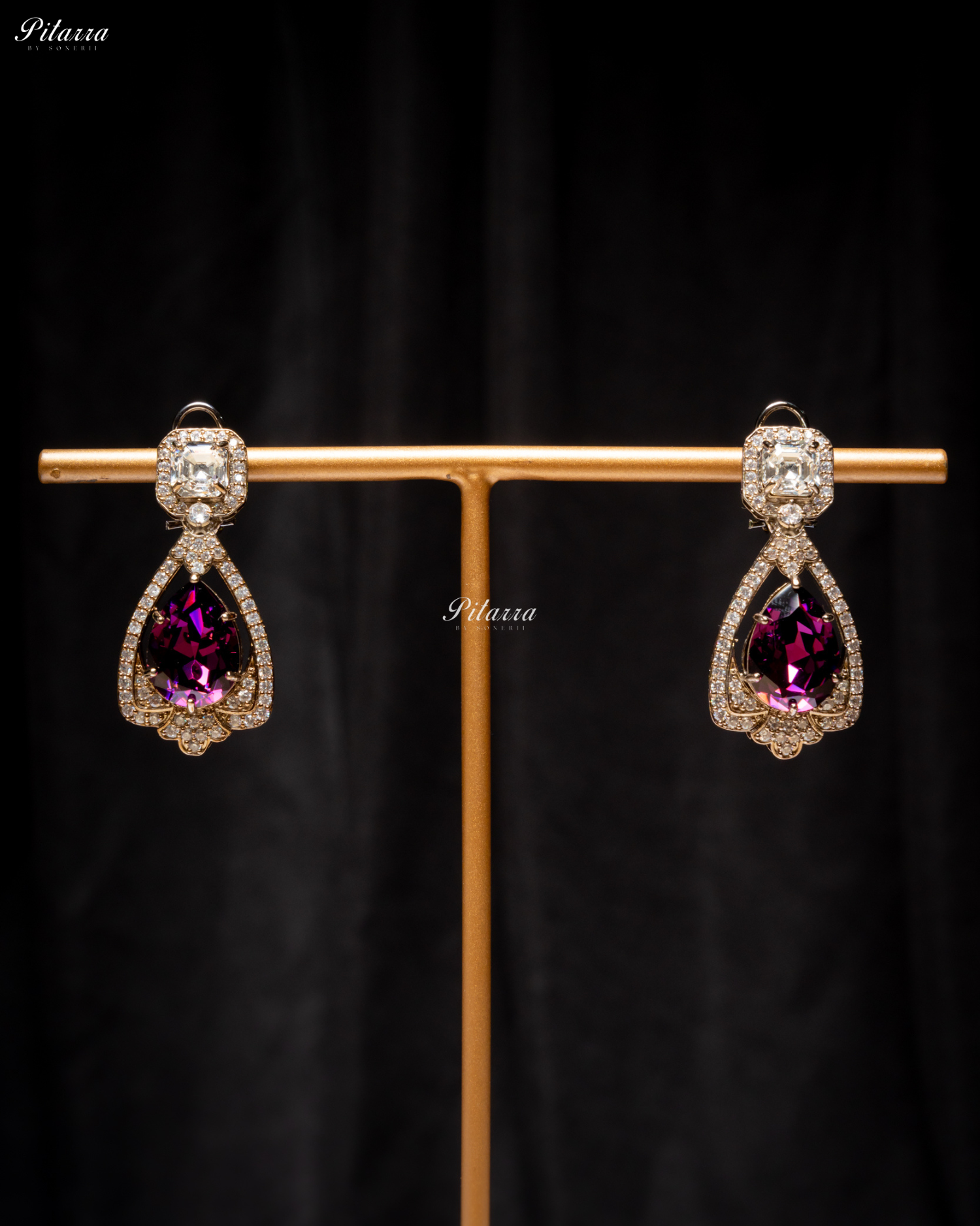 Amethyst Stone Layered Zircon Necklace Set