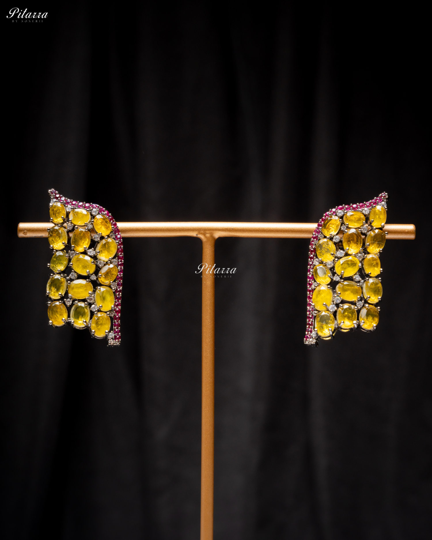 Yellow Stone Purple Lining Crystal Choker Set