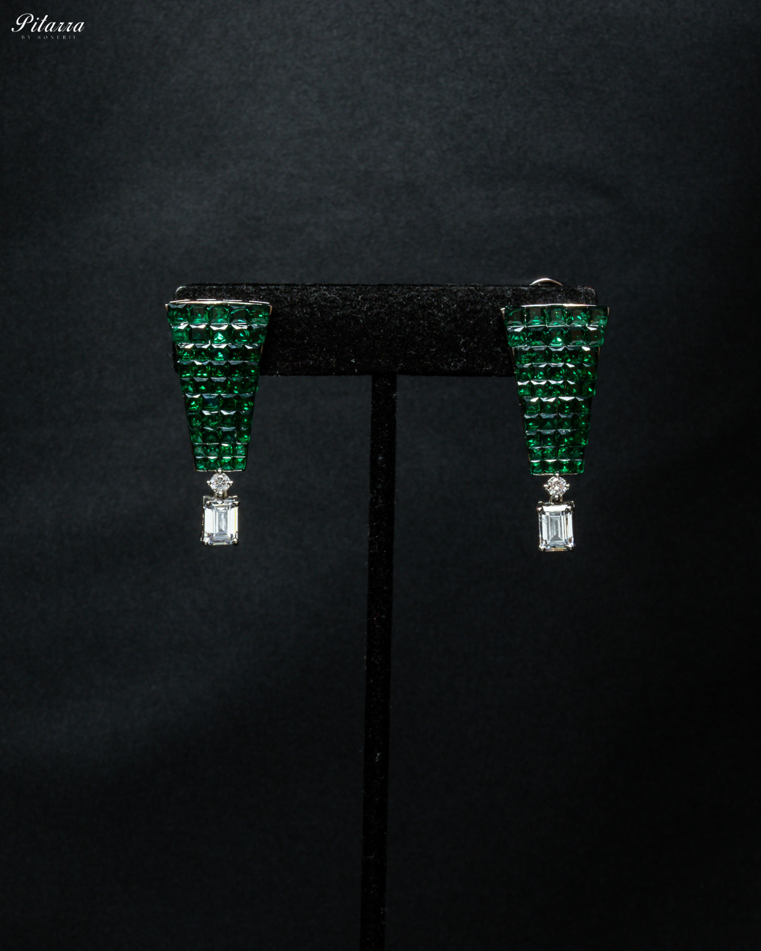 White Crystal Green CZ Choker Set