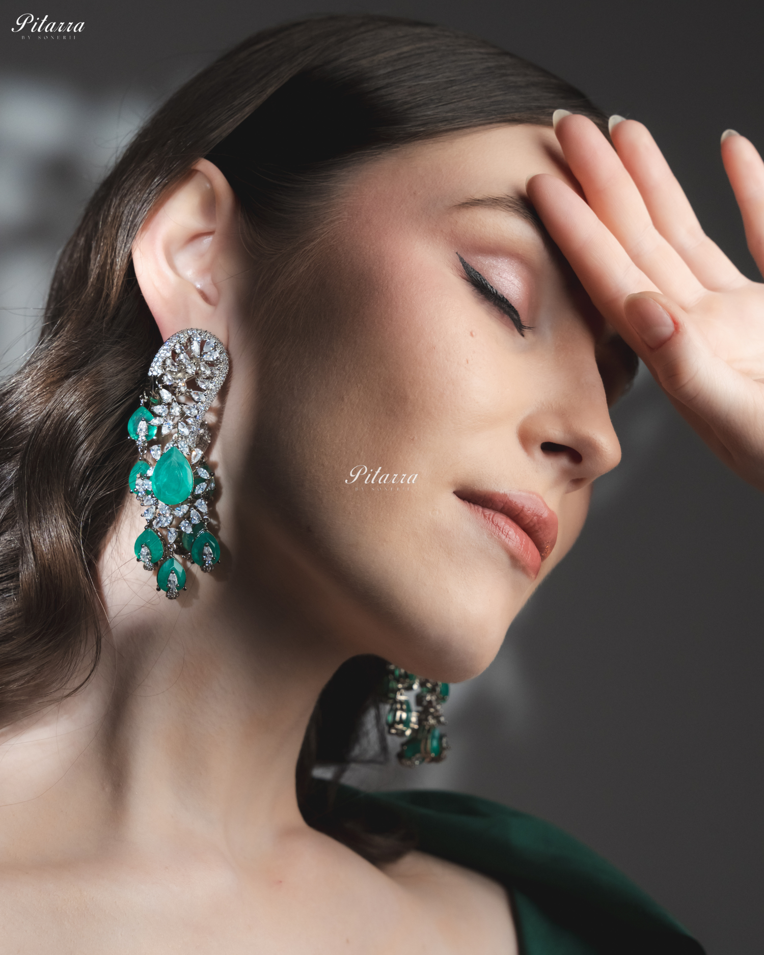 Piscine Blue Silver Polish CZ Crystal Dangler Earrings