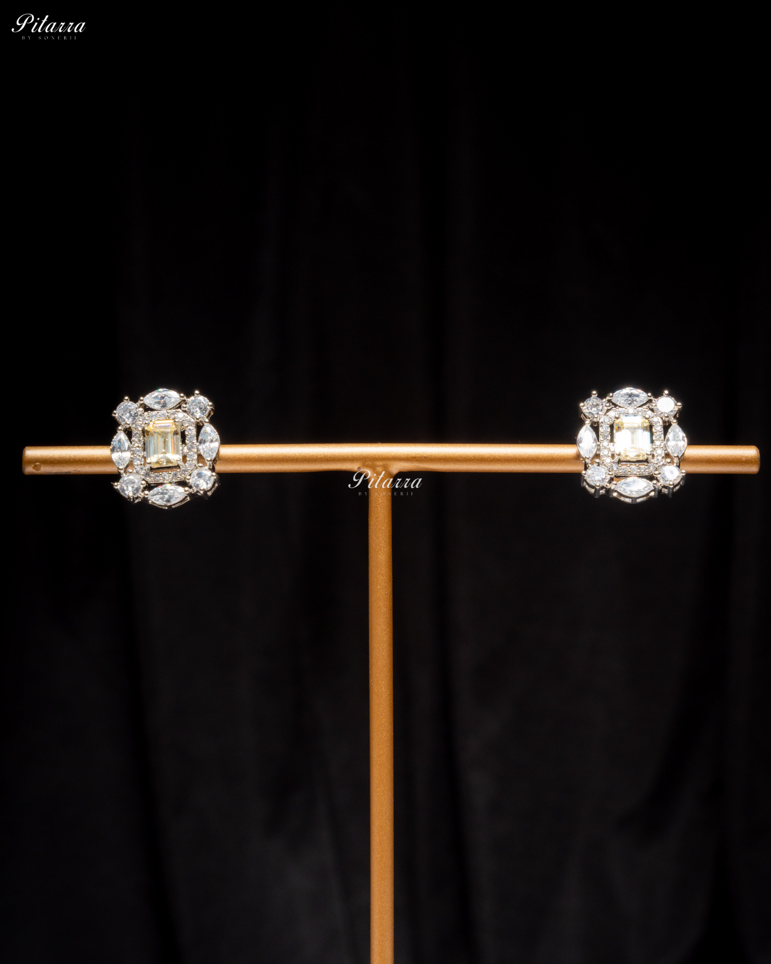 Yellow Stone Silver Plated CZ Necklace Set