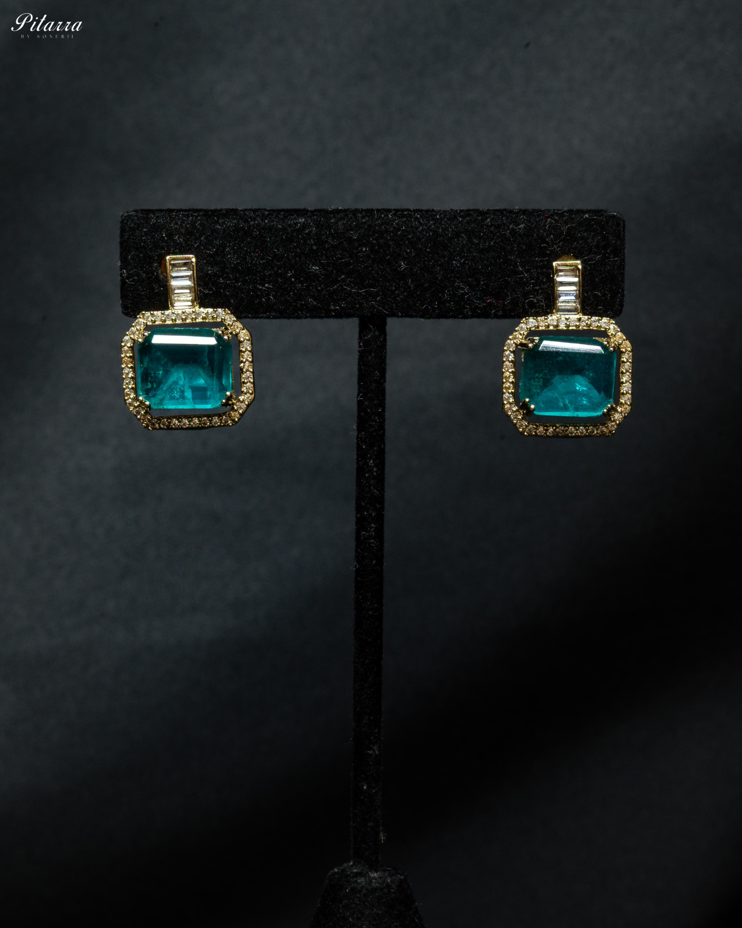 Blue Stone Doublet CZ Crystal Necklace Set