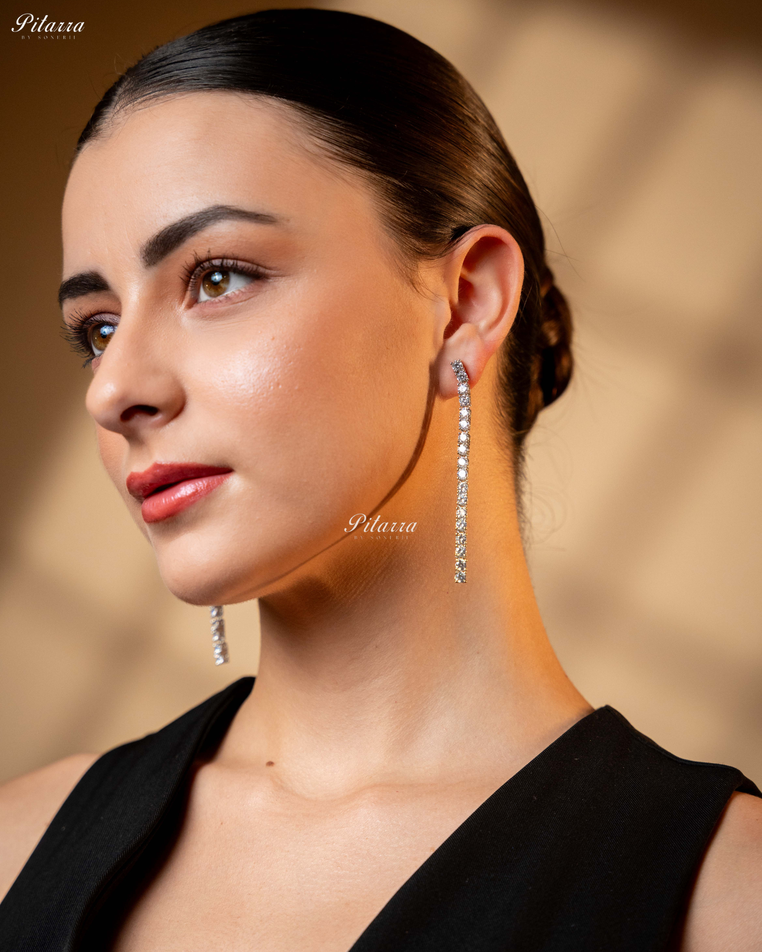 Long Cubic Zirconia Linear Drop Earrings