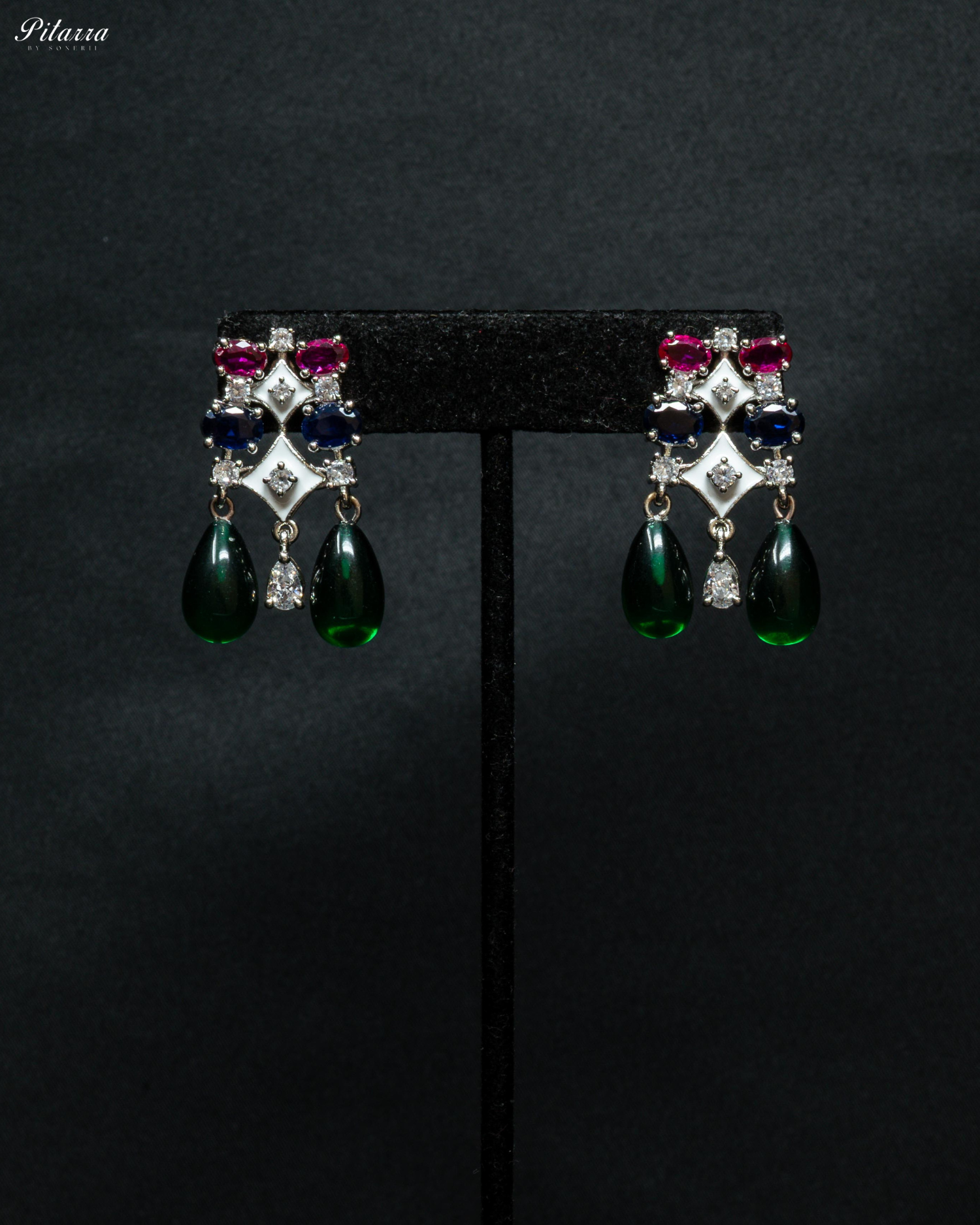 Multicolor Silver CZ Stone Crystal Necklace Set
