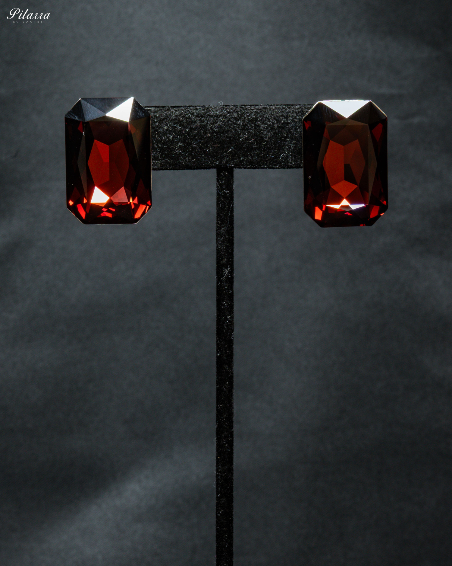Red Stone Square Yellow Crystal Necklace Set
