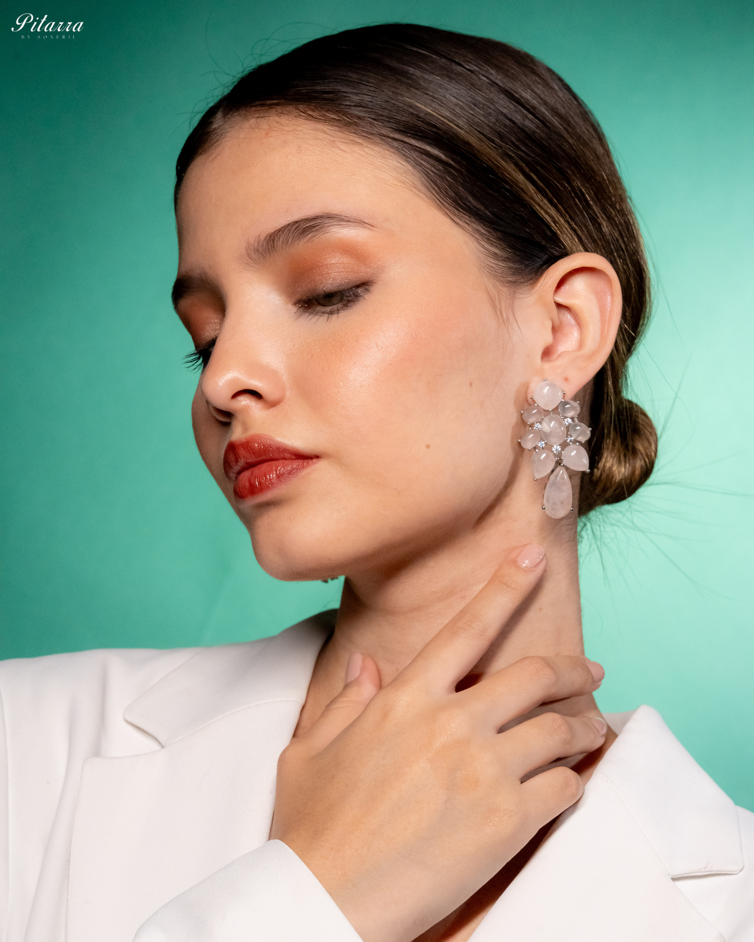 Peach Doublet Drop Earrings
