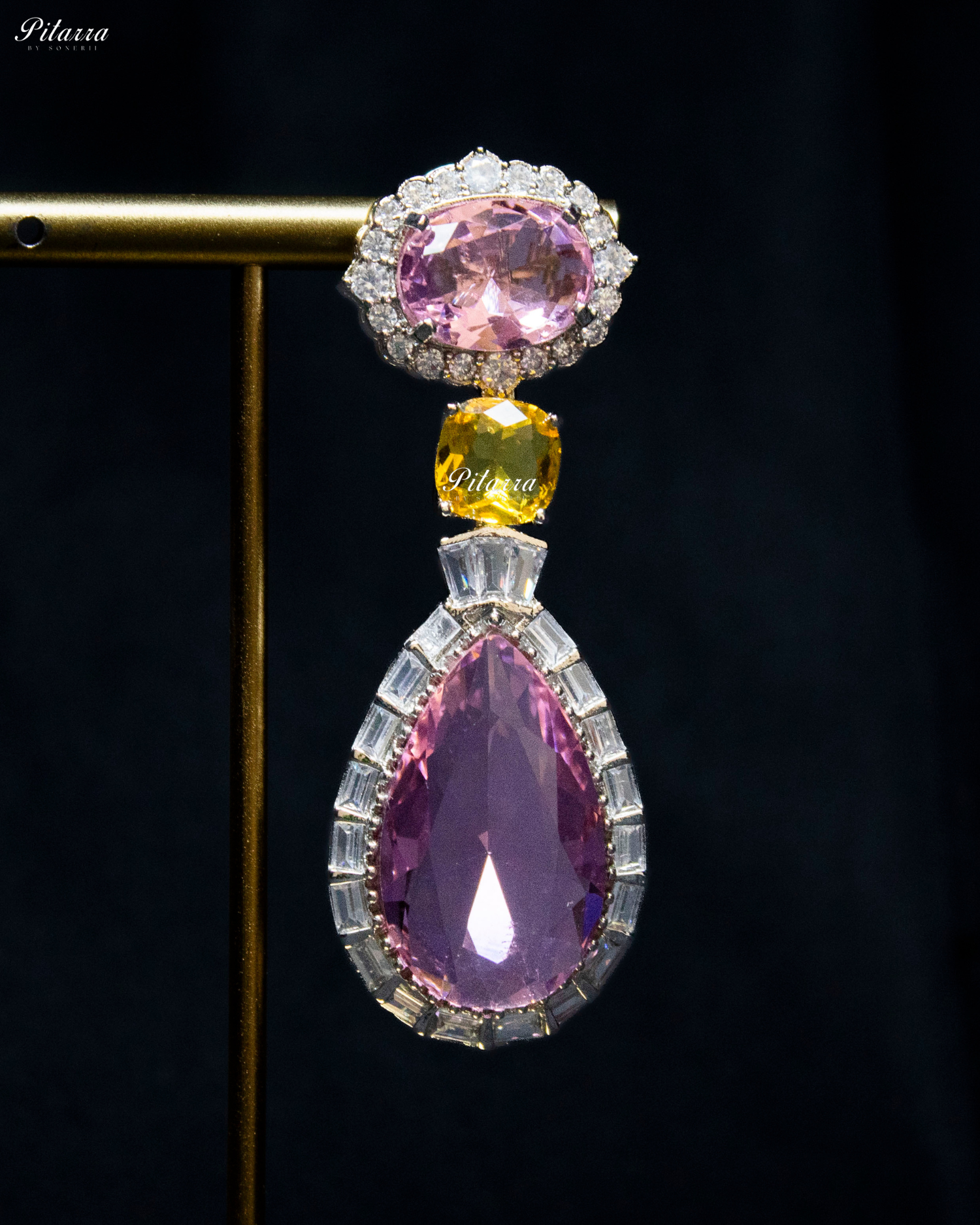 Silver Finish Baby Pink Drop Zircon Earrings