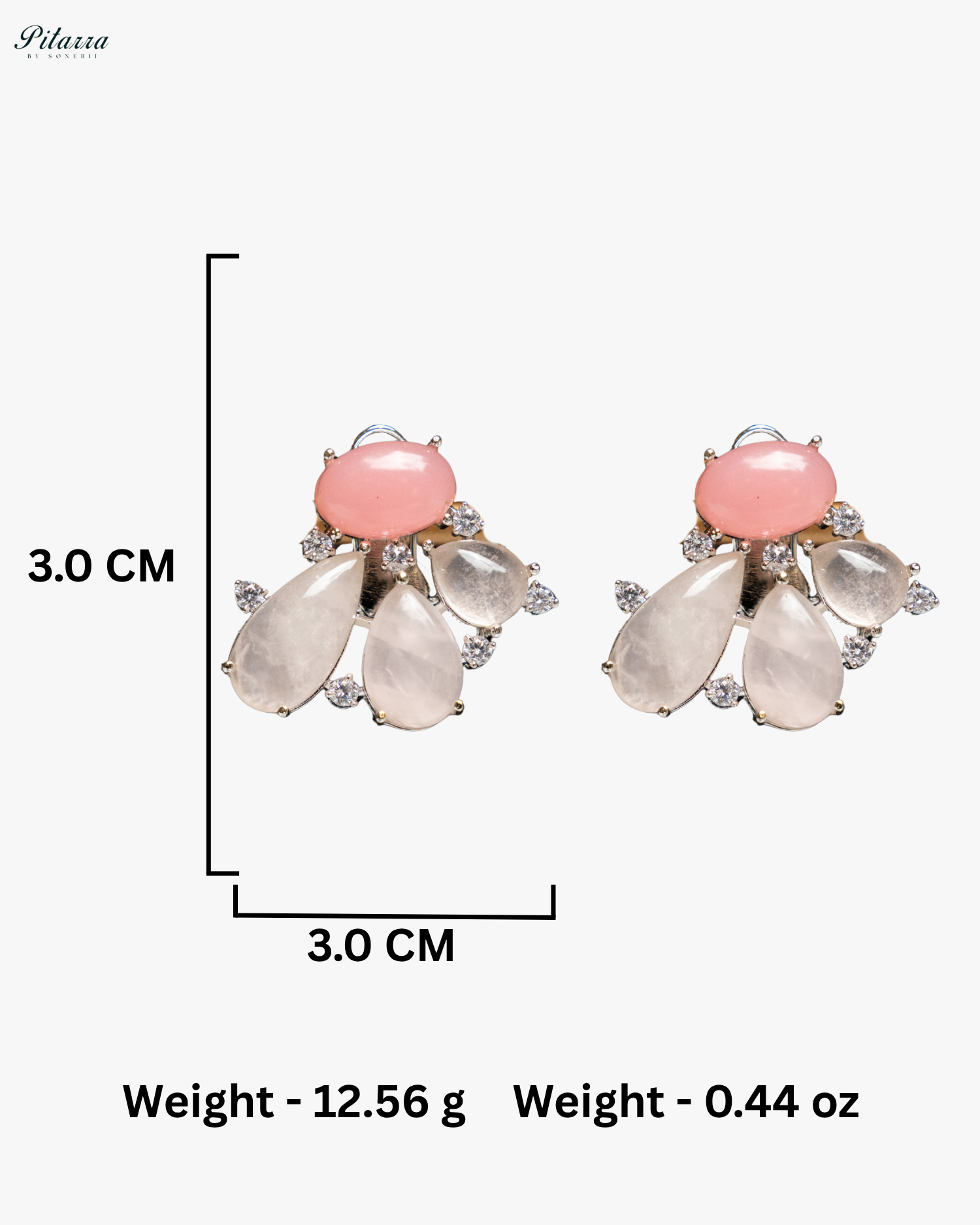 Peach Stone Crystal Drop Dangler Earrings