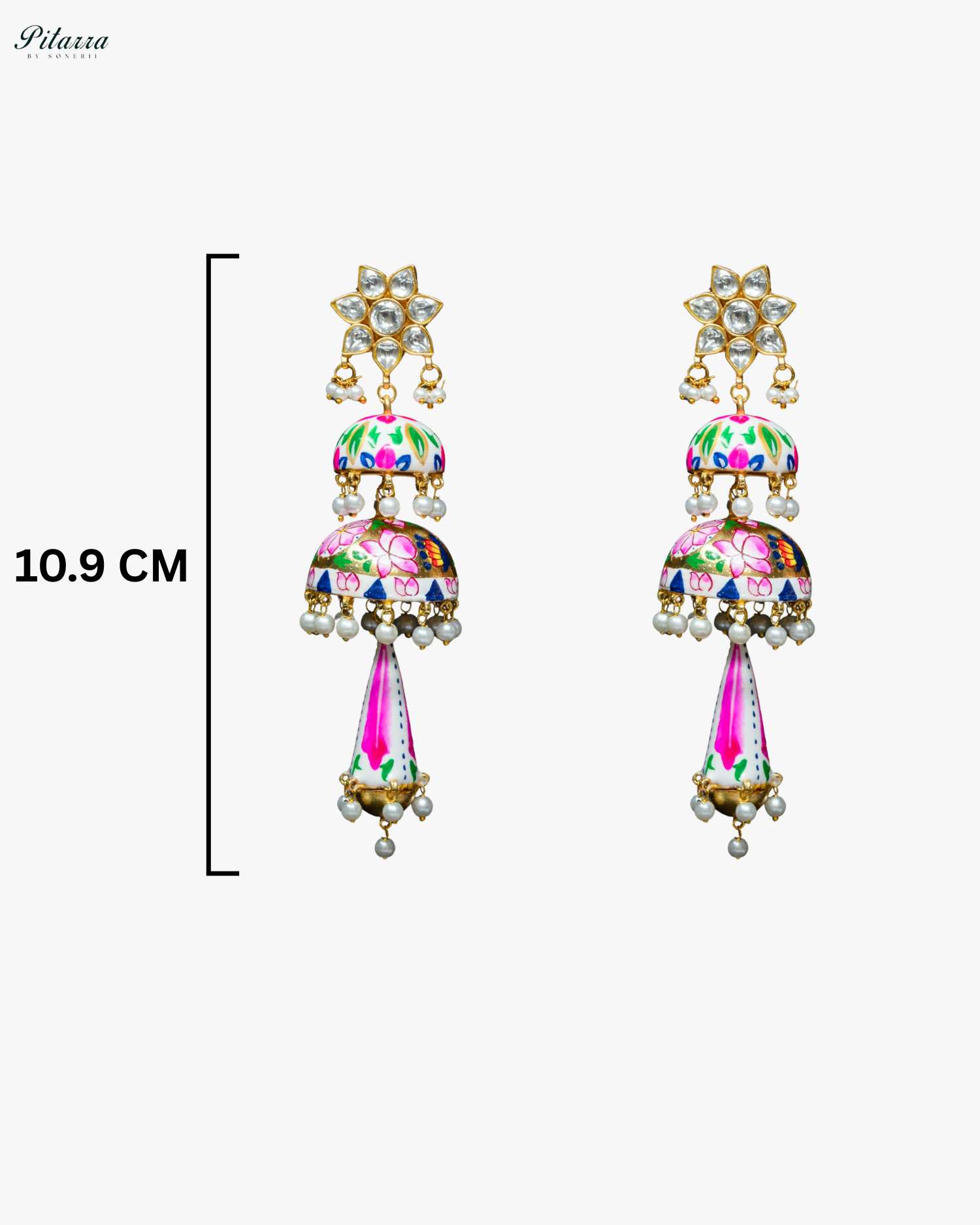 Classic Pitarra Minakari Three Tier Jhumki Earrings
