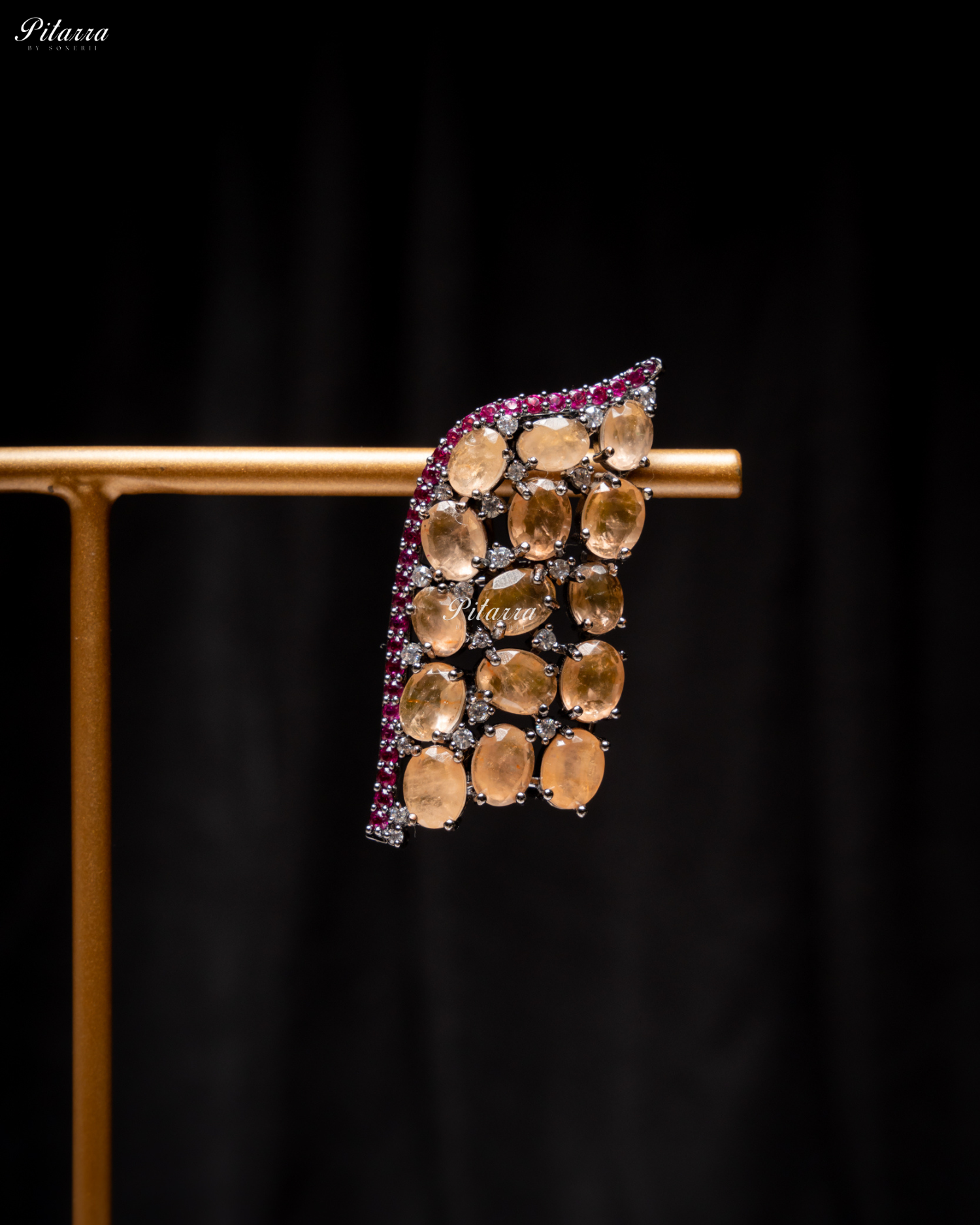 Golden Stone Purple Lining Crystal Choker Set