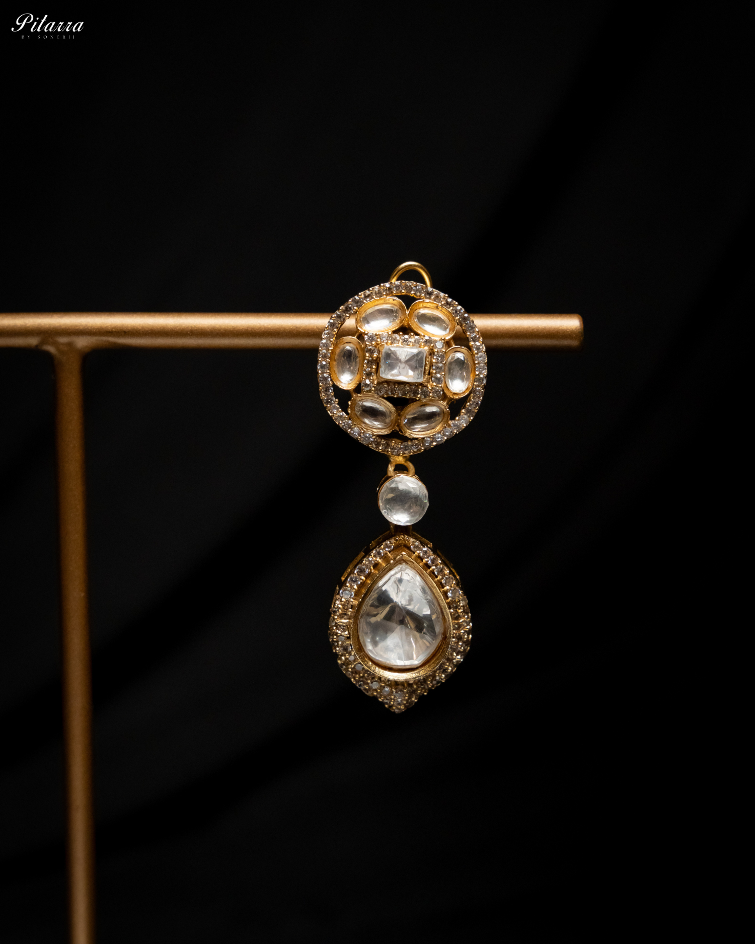 White Moissanite Stone Long Necklace Set
