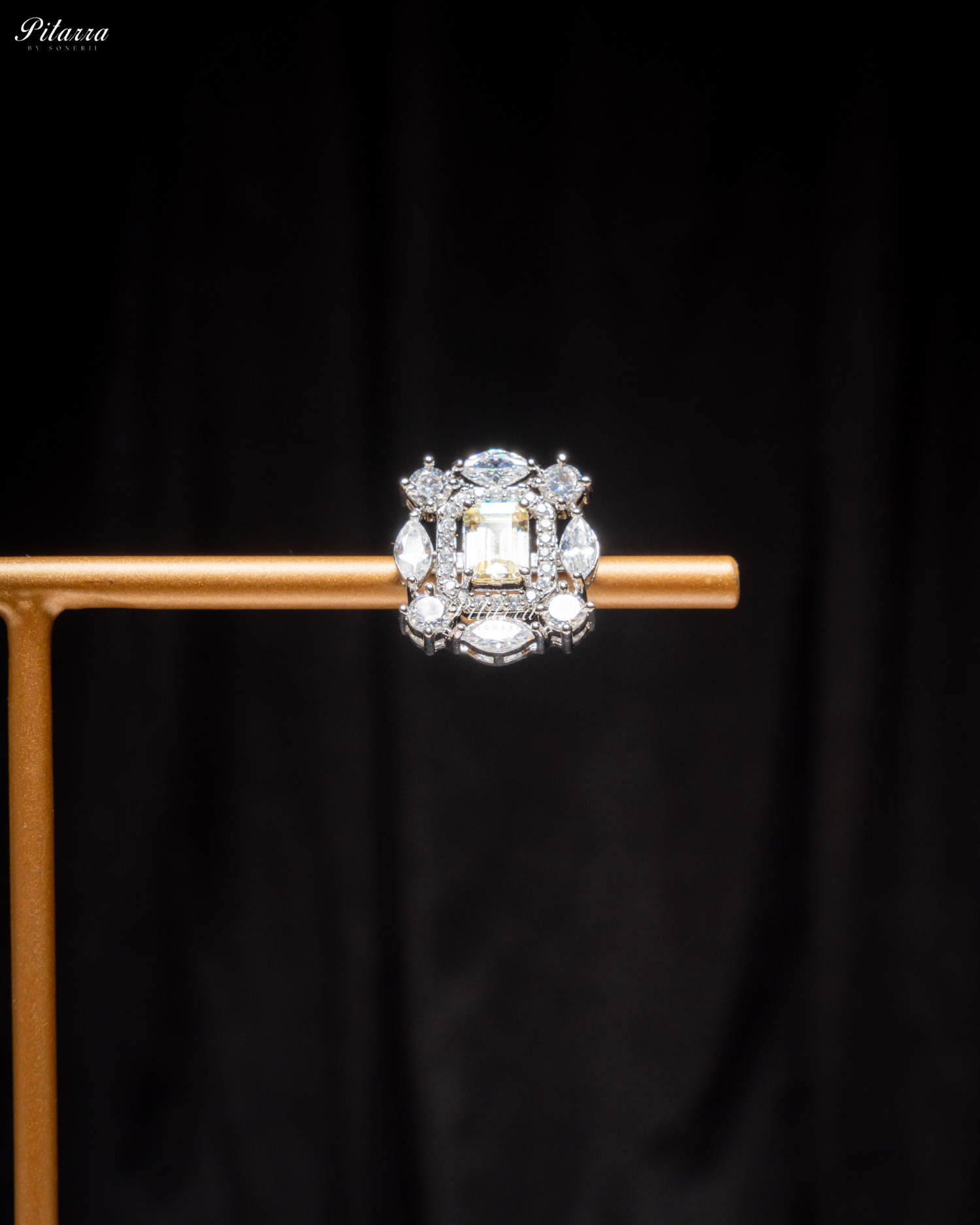 Yellow Stone Silver Plated CZ Necklace Set