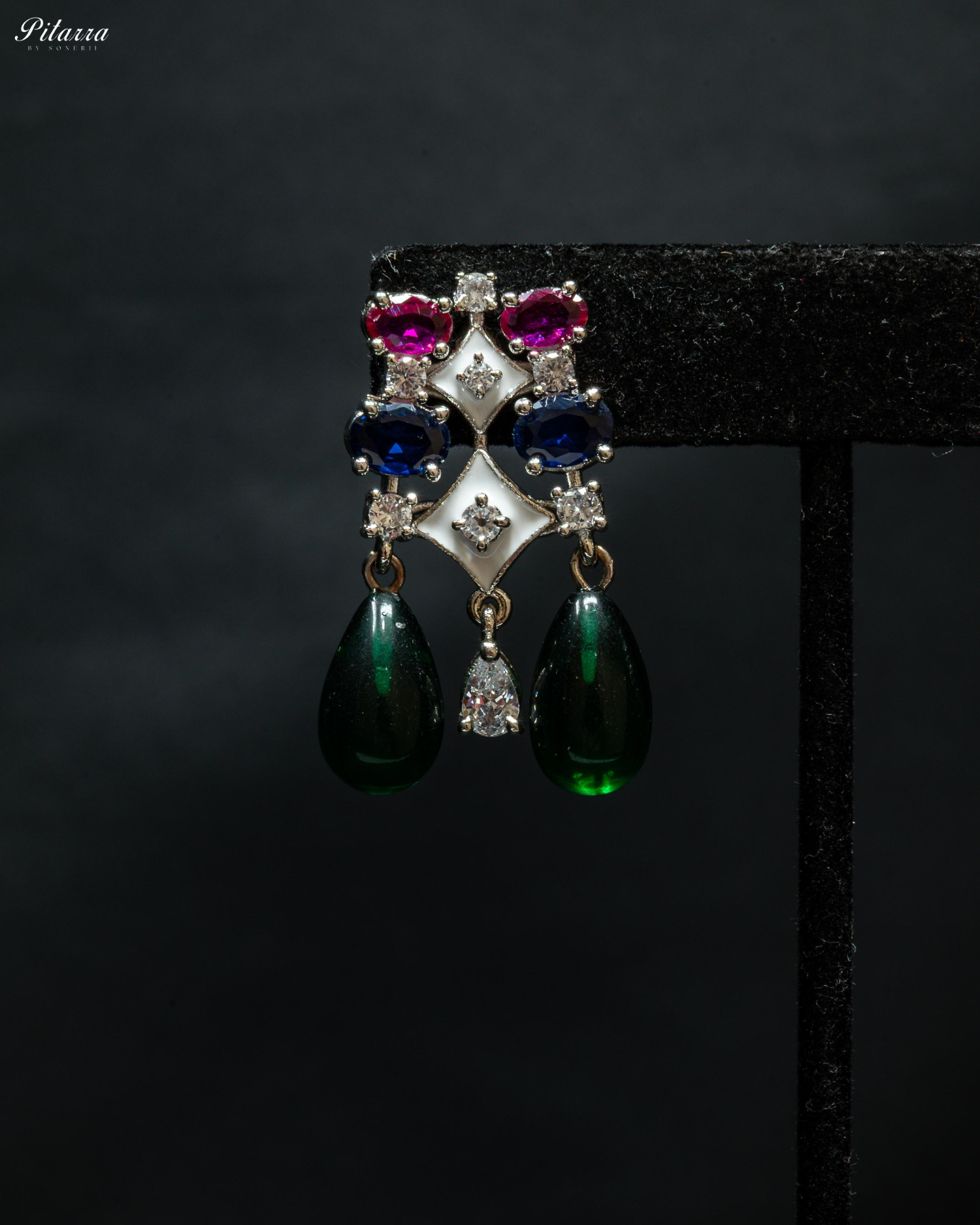 Multicolor Silver CZ Stone Crystal Necklace Set